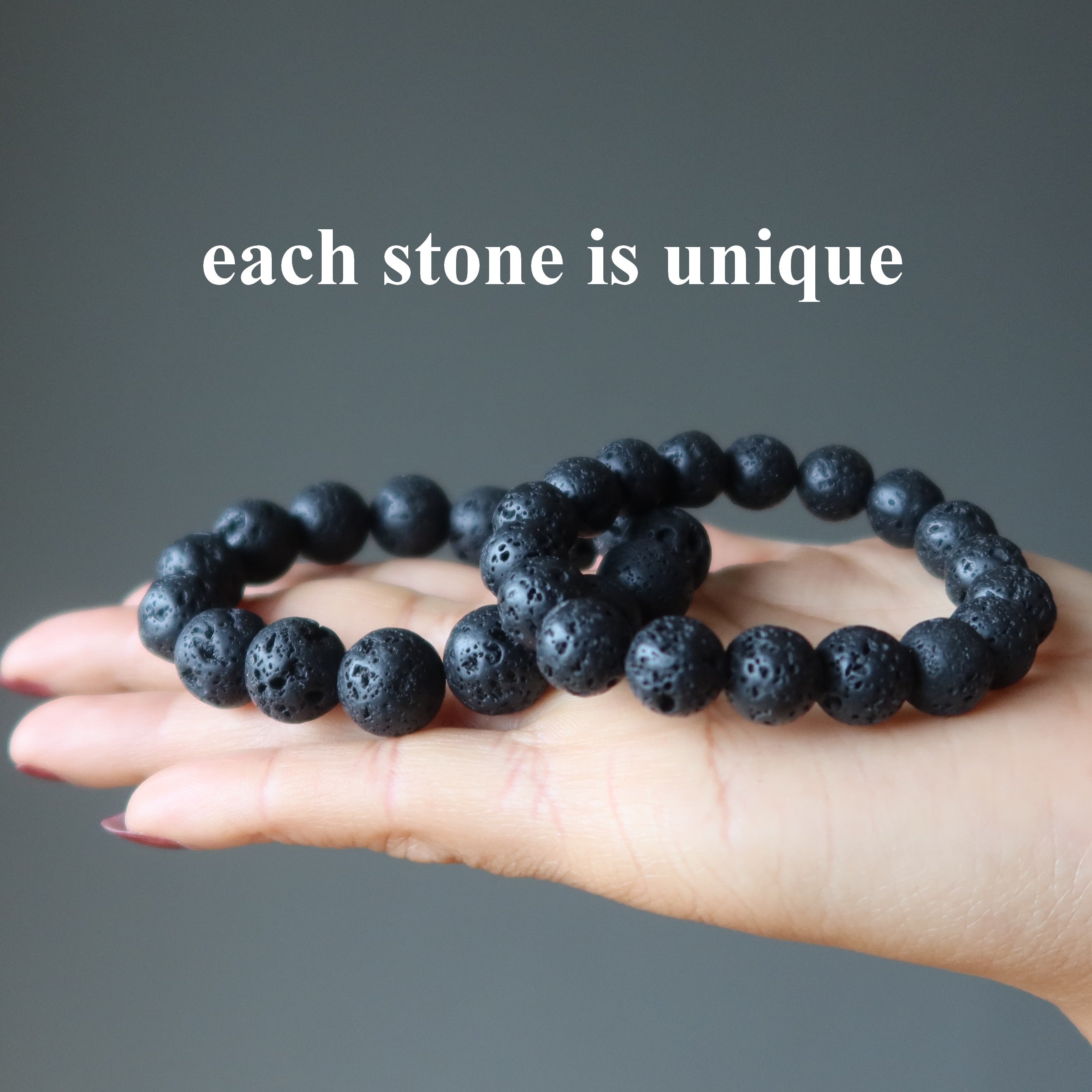 Bracelet en lave Pierre de protection Dieu volcan noir