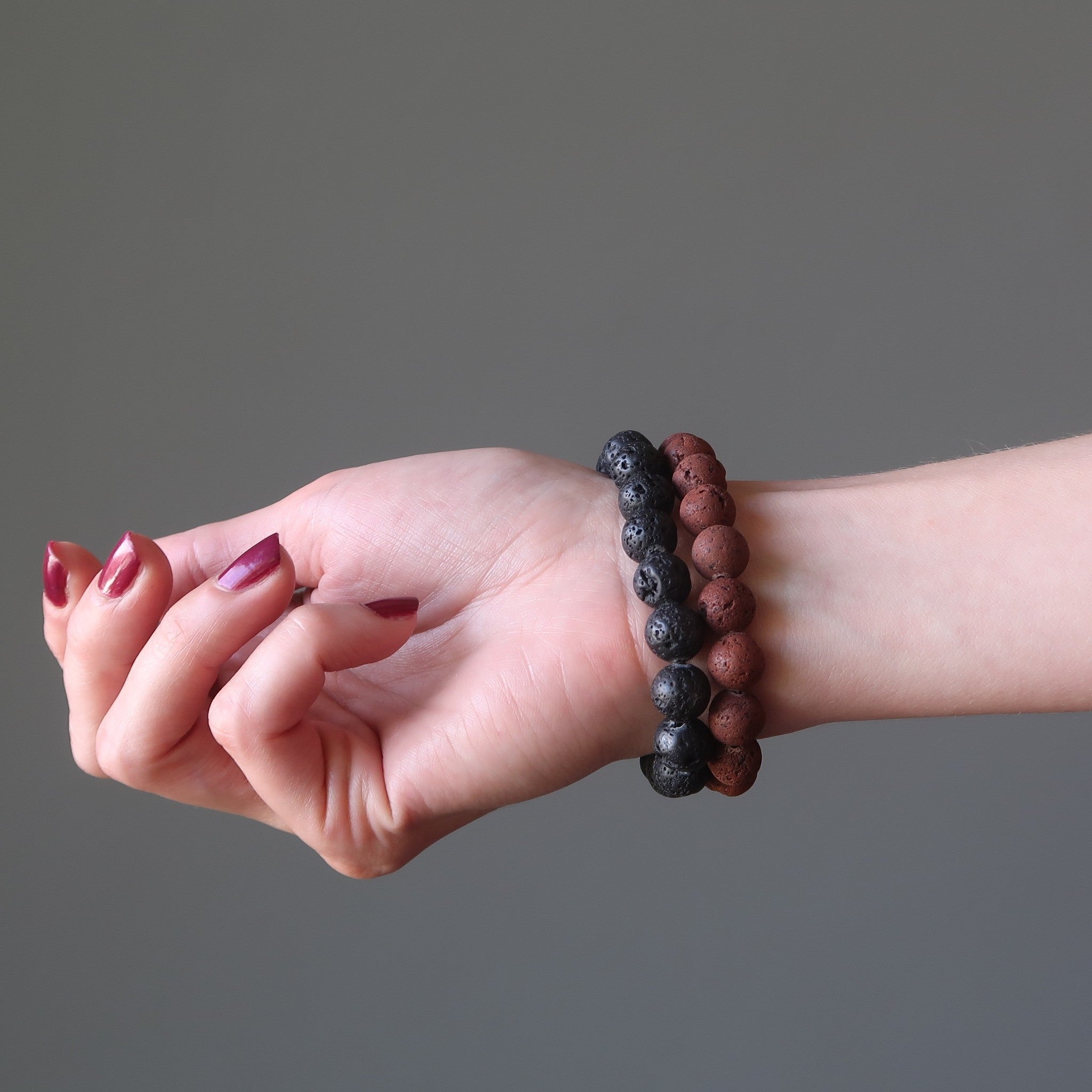 Lava Bracelet Set Black Red Volcanic Essential Oil Diffuser
