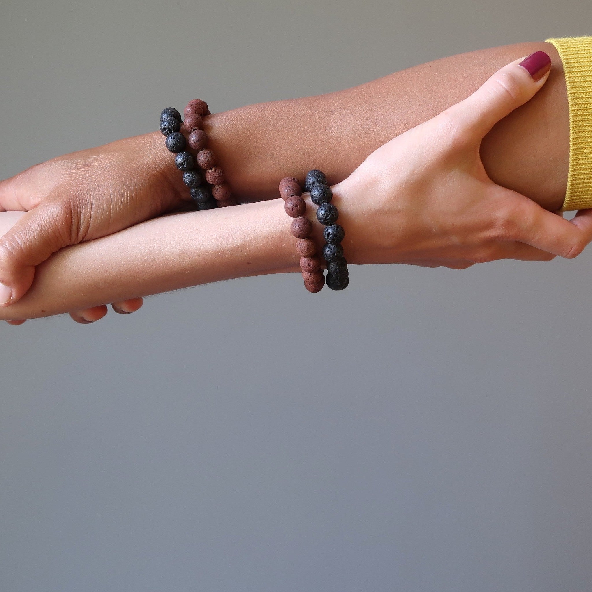 Lava Bracelet Set Black Red Volcanic Essential Oil Diffuser