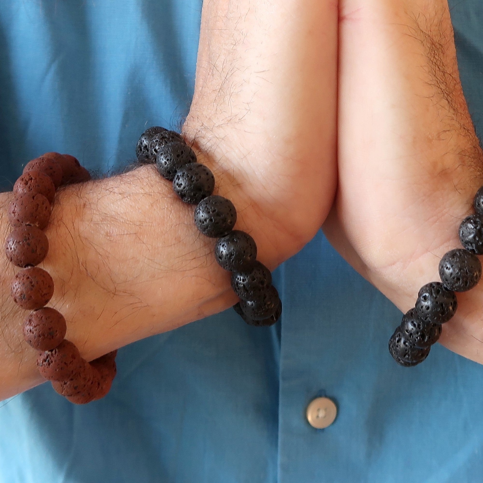 Lava Bracelet Set Black Red Volcanic Essential Oil Diffuser