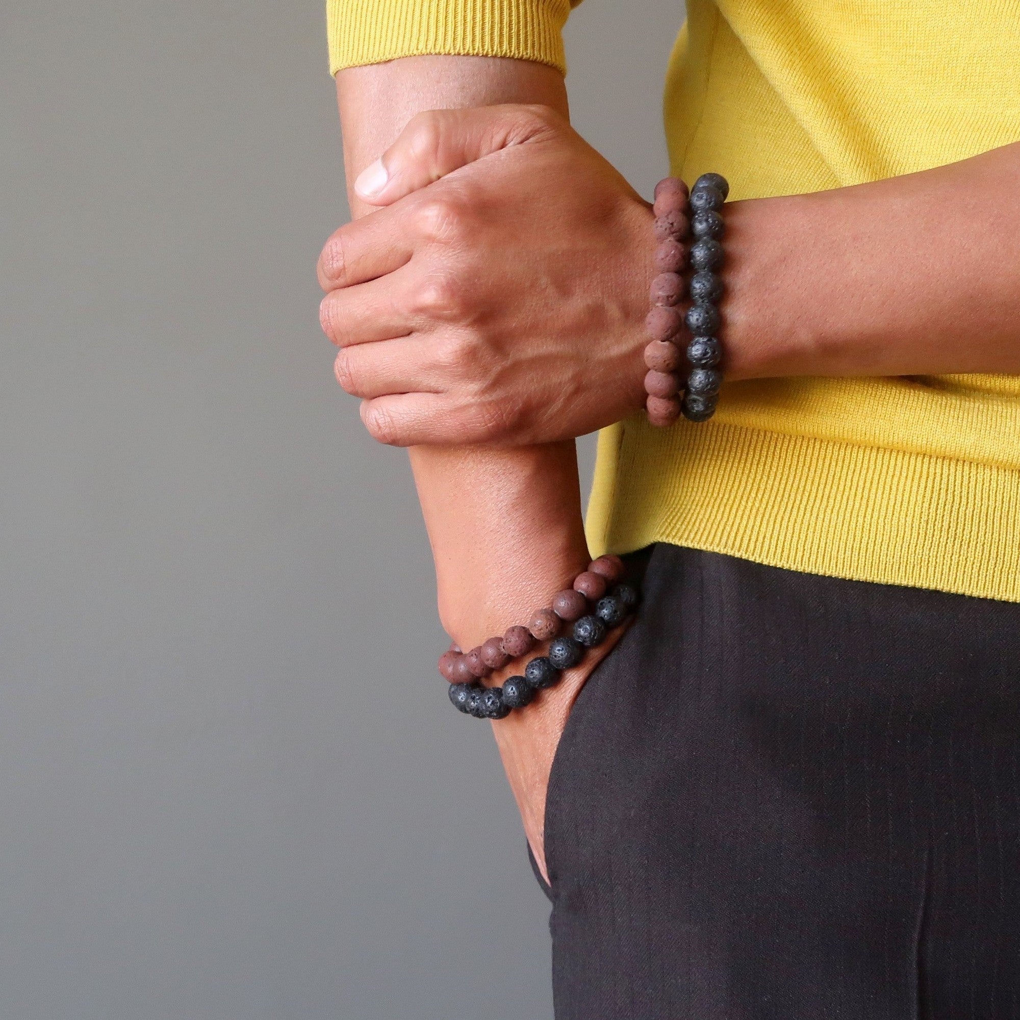 Lava Bracelet Set Black Red Volcanic Essential Oil Diffuser