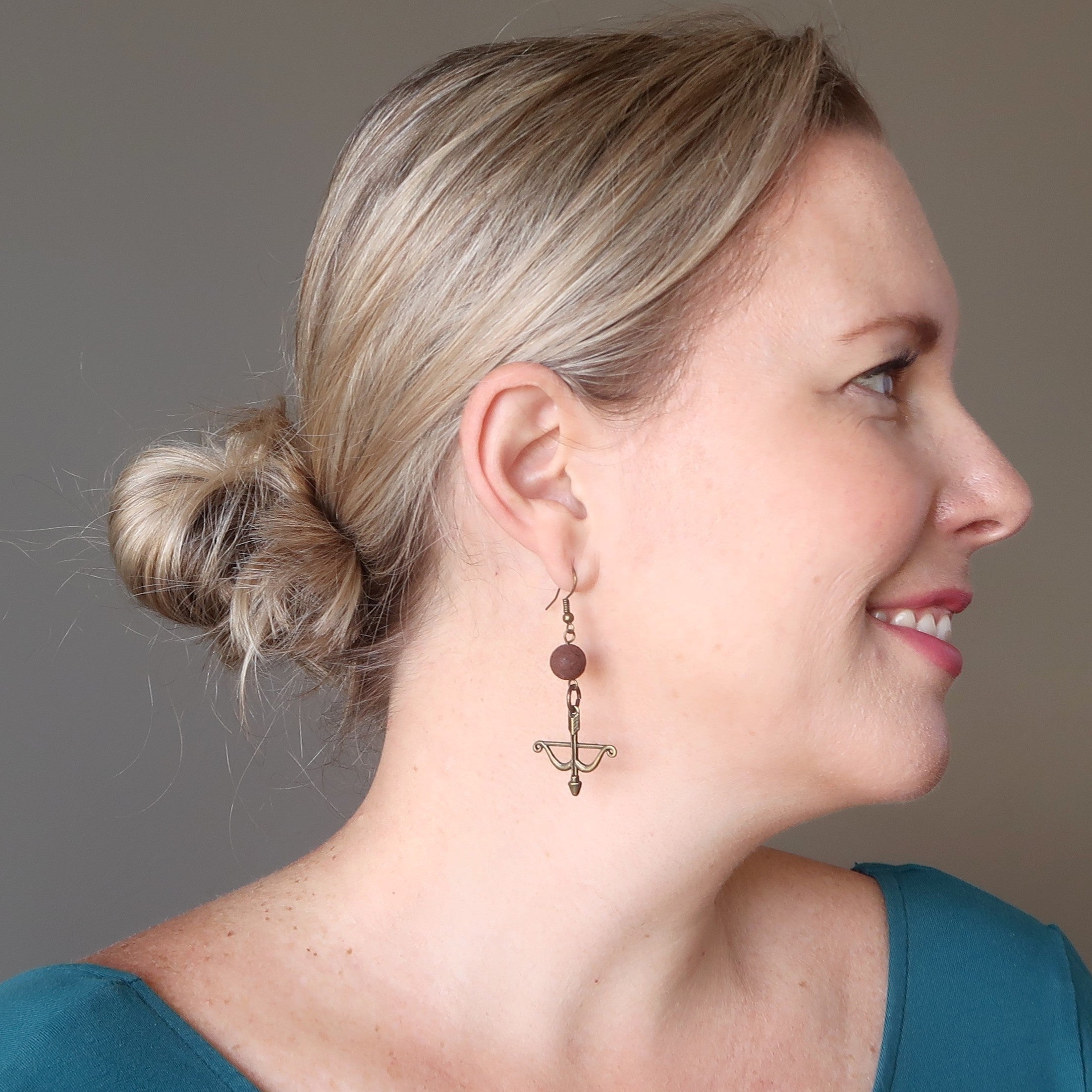 Lava Earrings Red Archery Bow Hit My Goal Stones