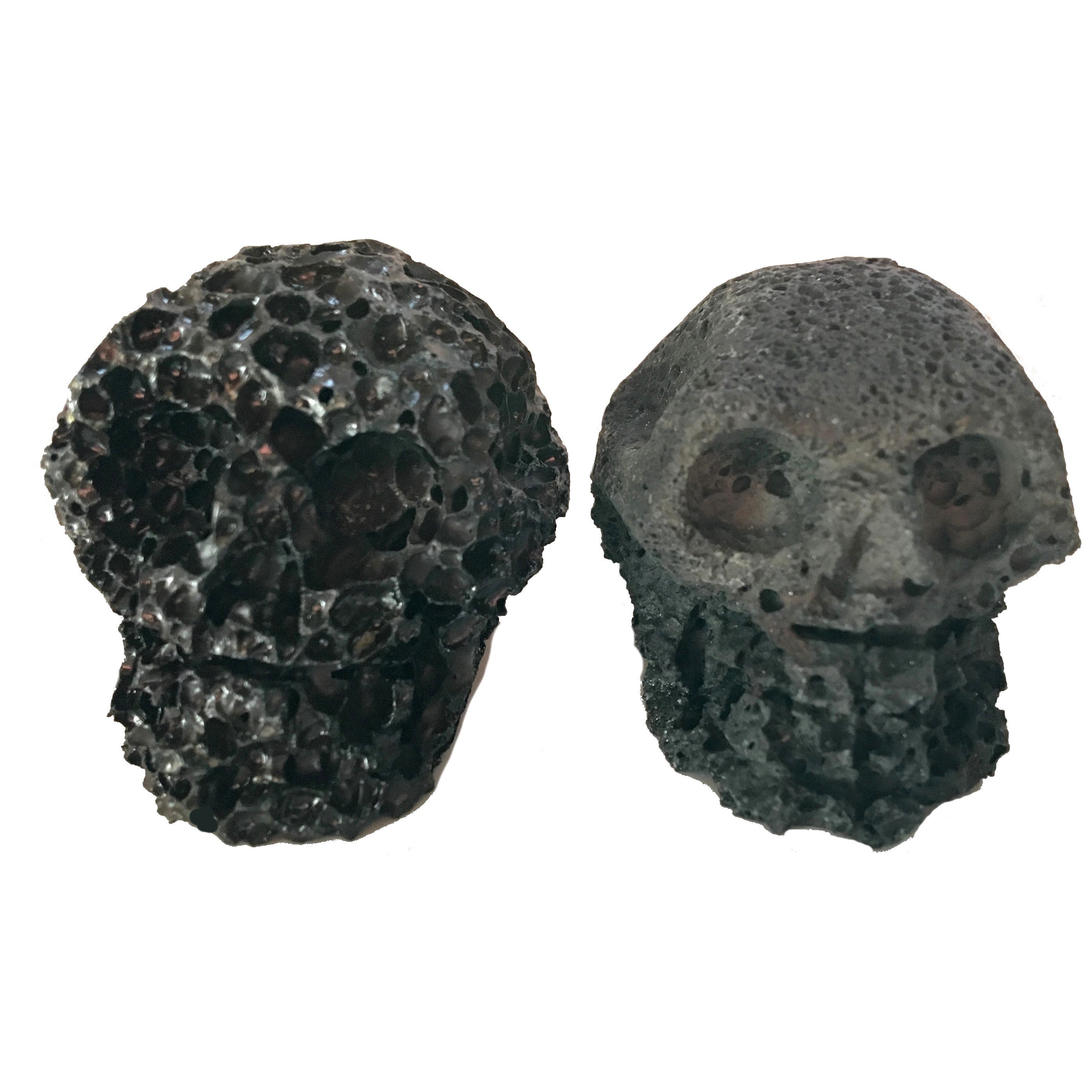 Lava Skull Pair Volcanic Black Protection Stone