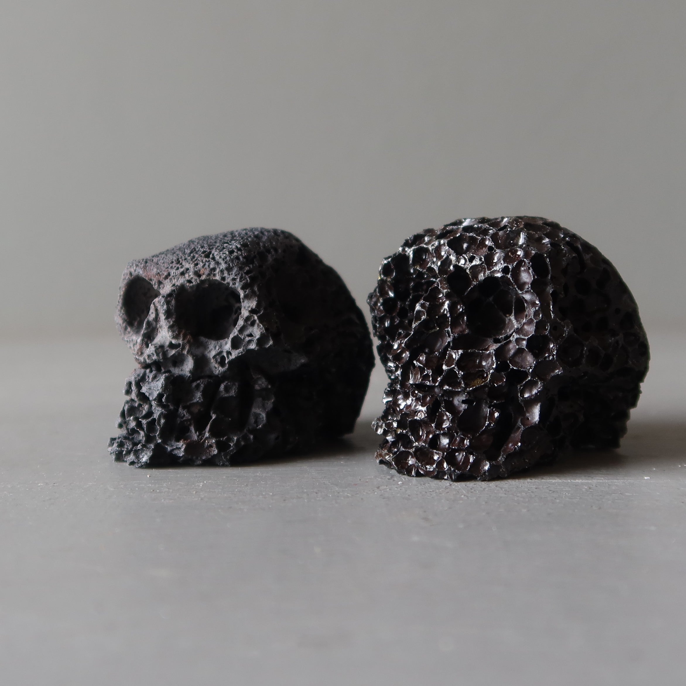 Lava Skull Pair Volcanic Black Protection Stone