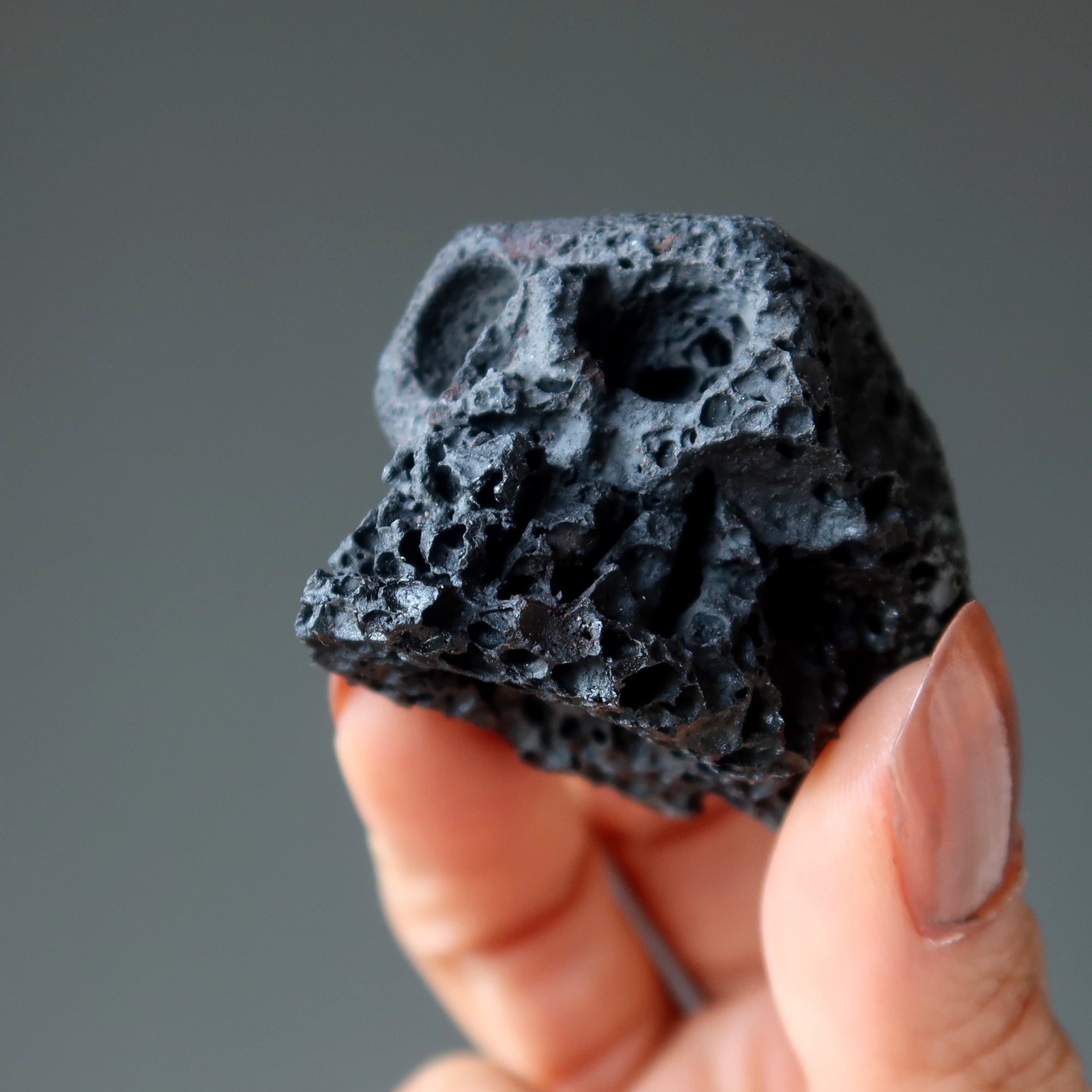 Lava Skull Pair Volcanic Black Protection Stone