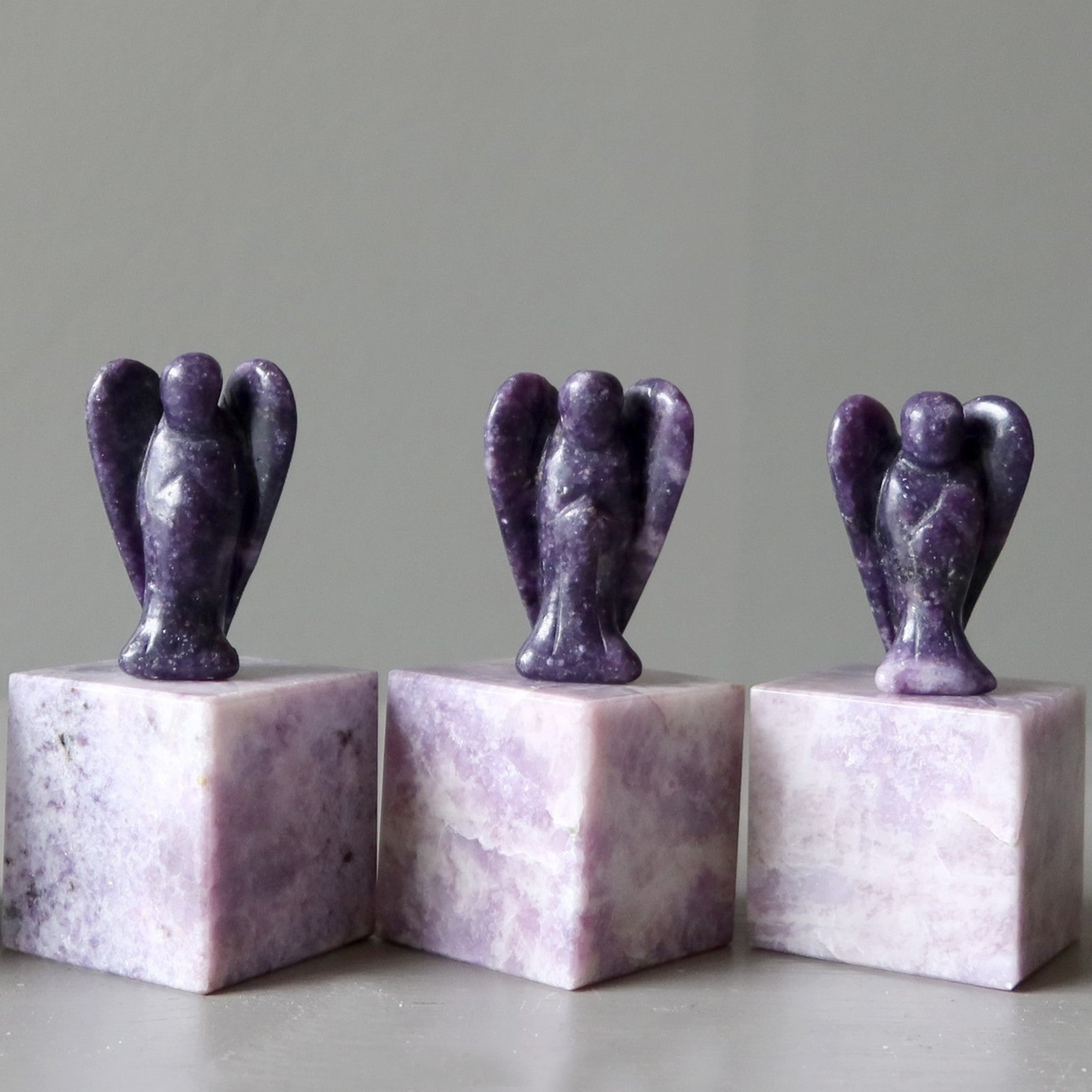 Lepidolith Engelpaar Musik Lila Spiritueller Kristall