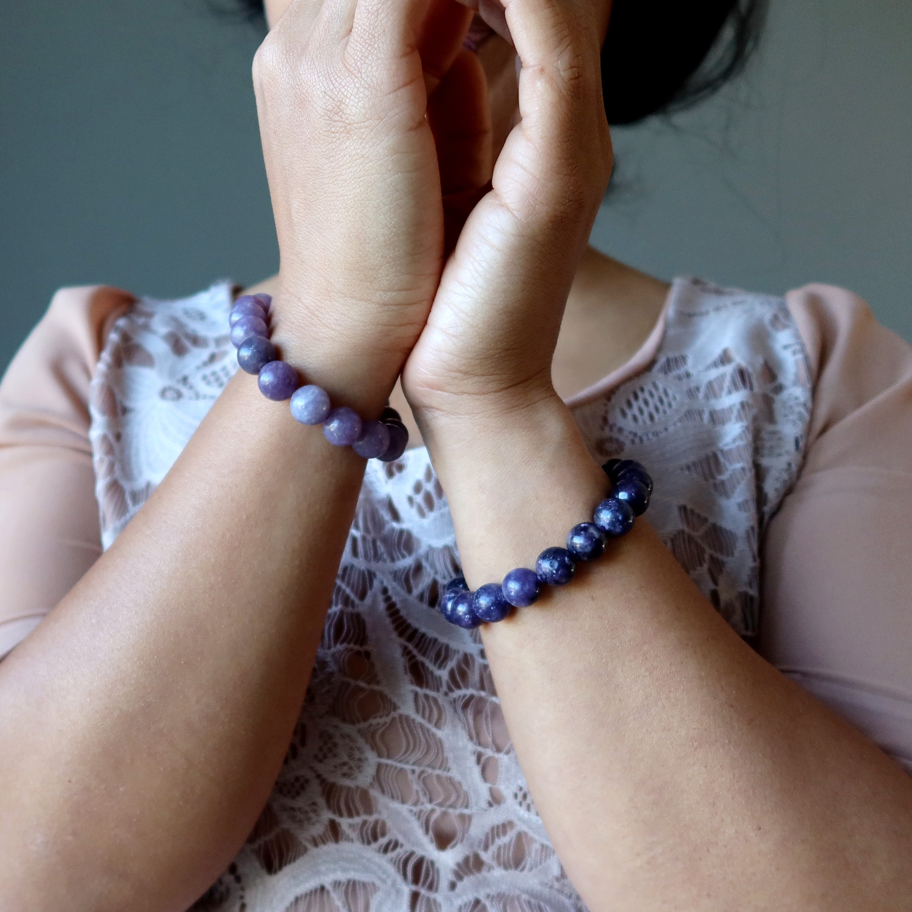 Bracelet Lépidolite Perles Spirituelles Violettes Étincelantes