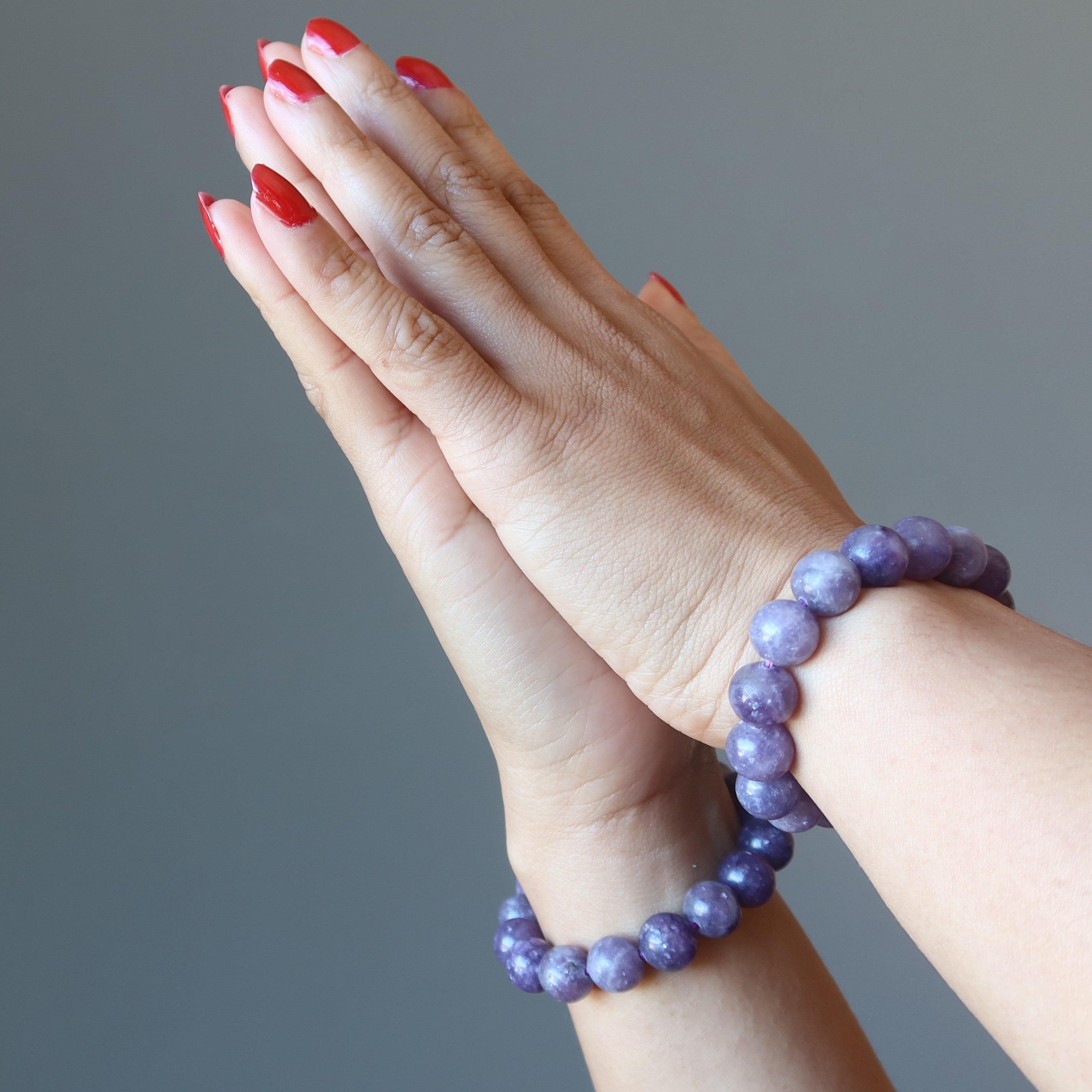 Bracelet Lépidolite Perles Spirituelles Violettes Étincelantes