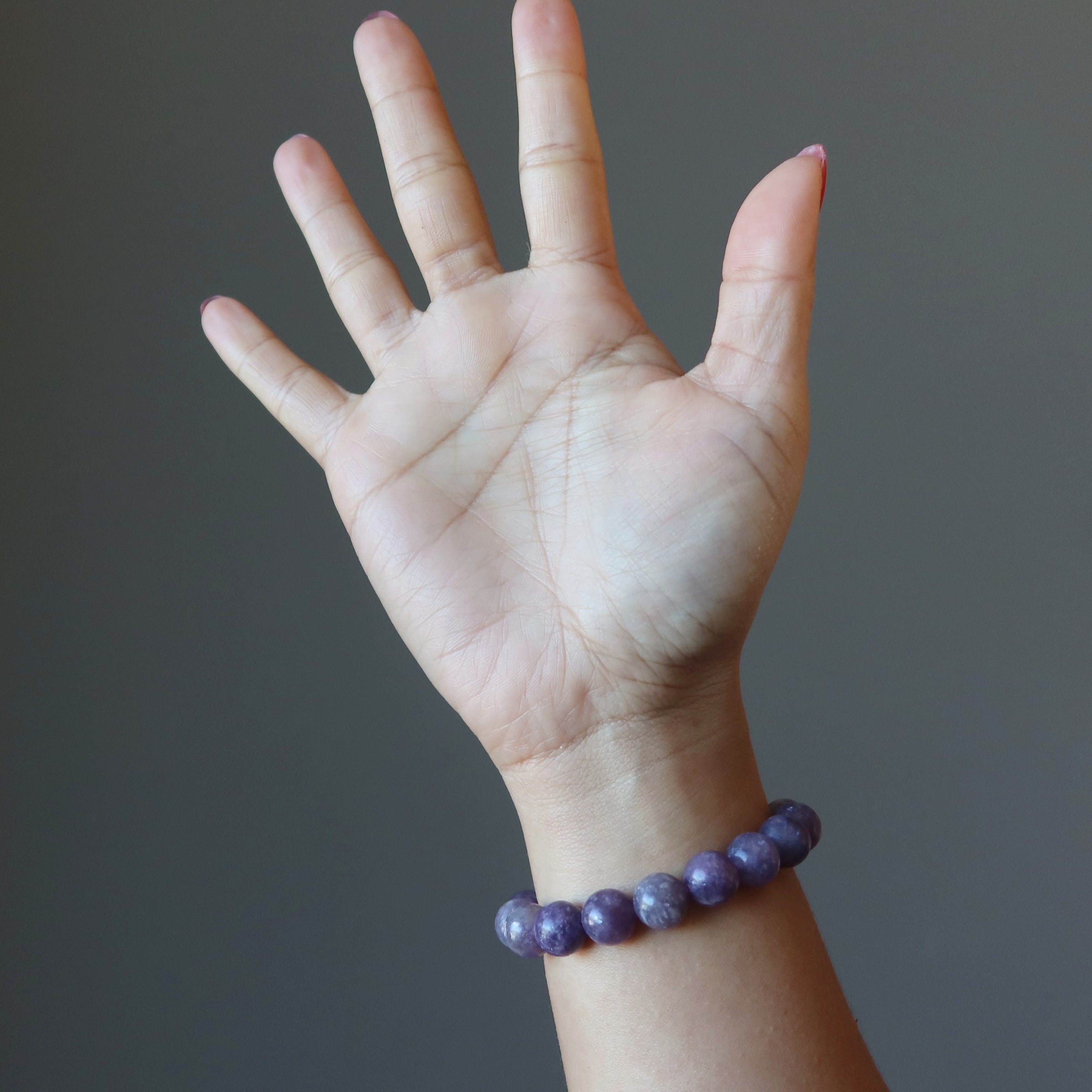 Bracelet Lépidolite Perles Spirituelles Violettes Étincelantes