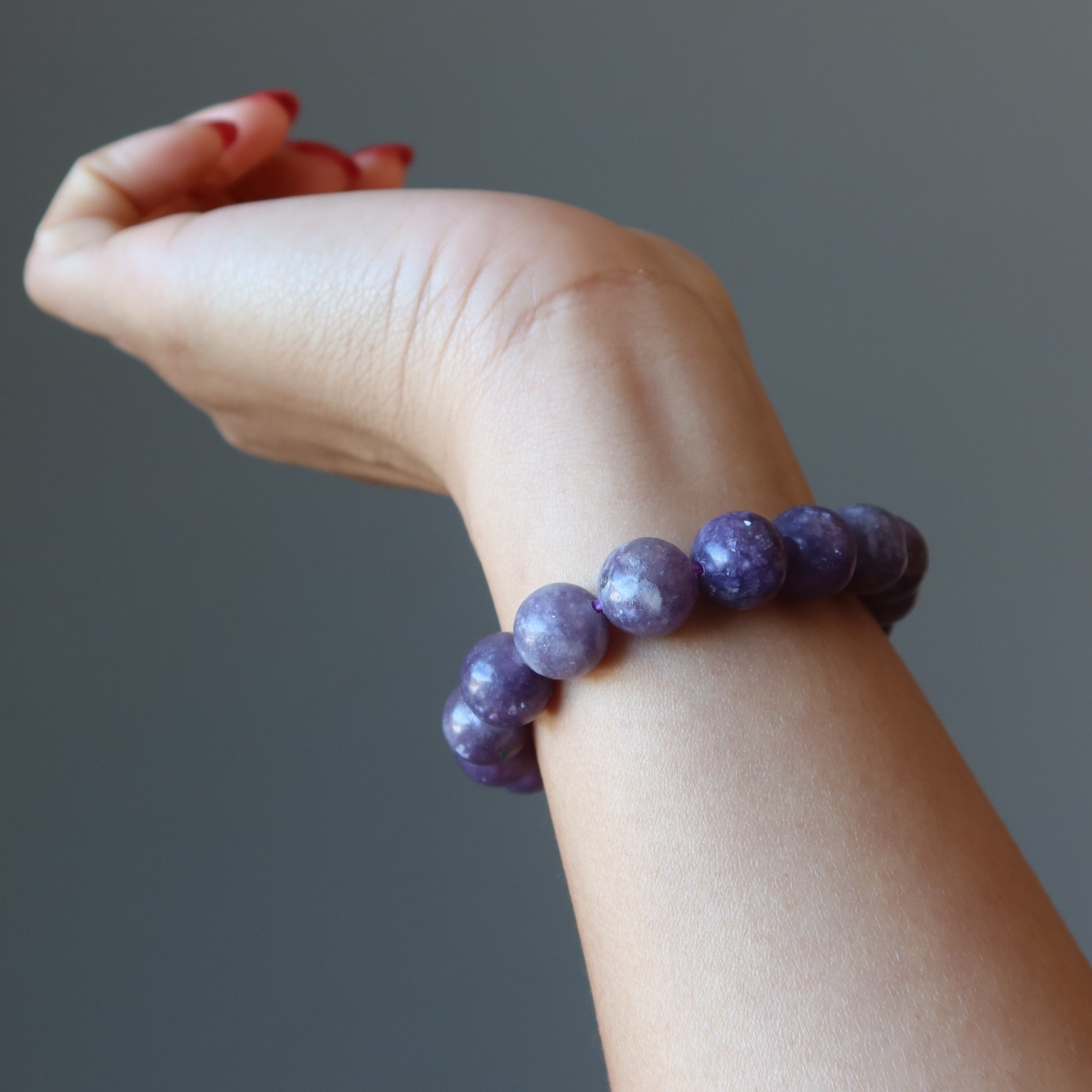 Bracelet Lépidolite Perles Spirituelles Violettes Étincelantes