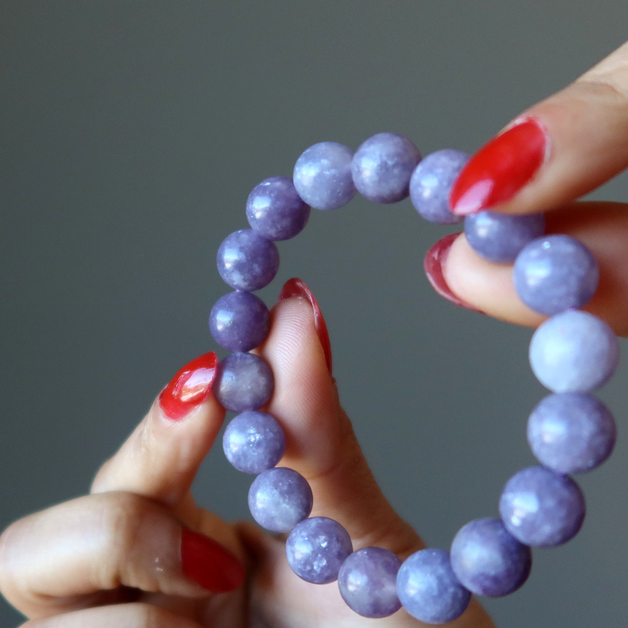 Bracelet Lépidolite Perles Spirituelles Violettes Étincelantes