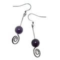 Boucles d'oreilles Lépidoite Vortex violet Spirale en cristal