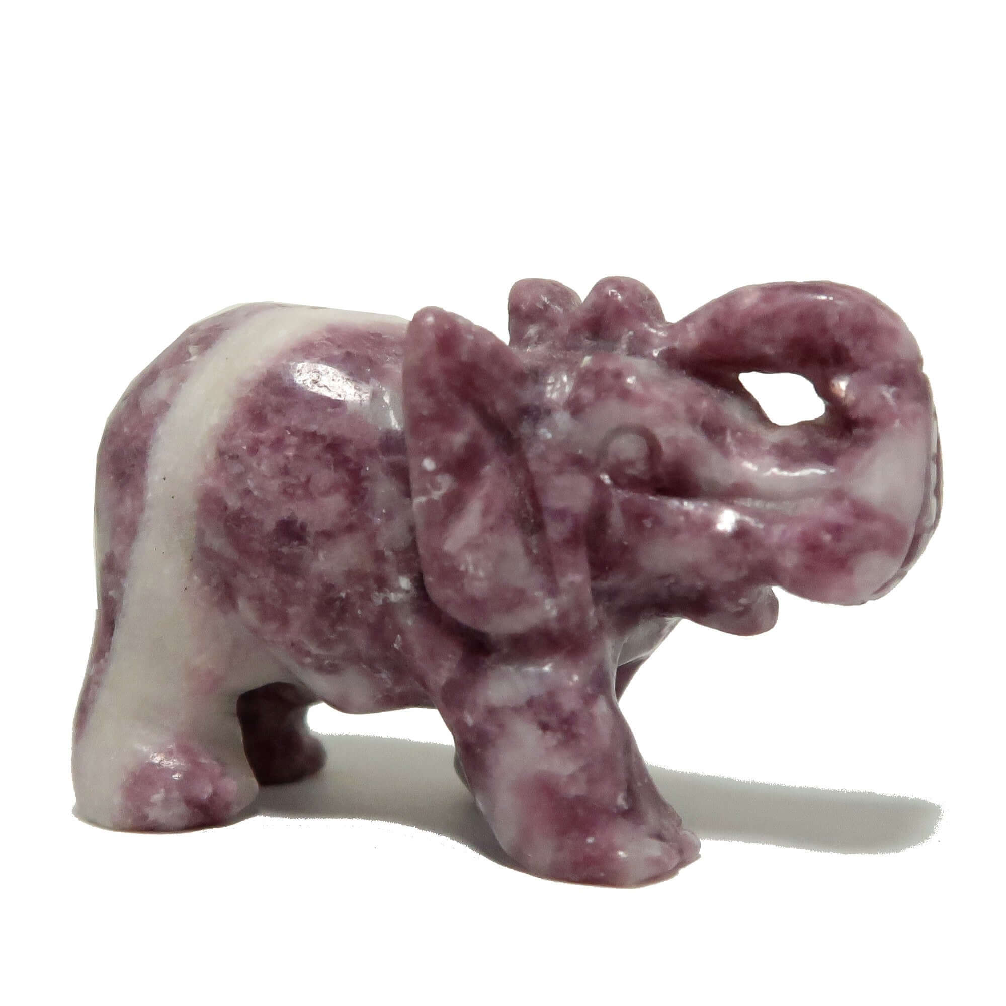 Éléphant en lépidolite, cristal violet, ma chance tourne enfin.