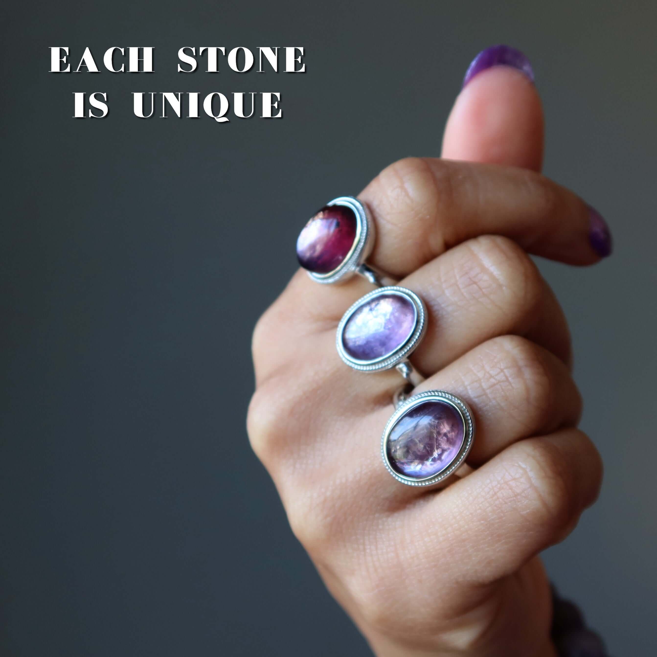 Lepidolite Ring Spiritual Zing Gem White Bronze