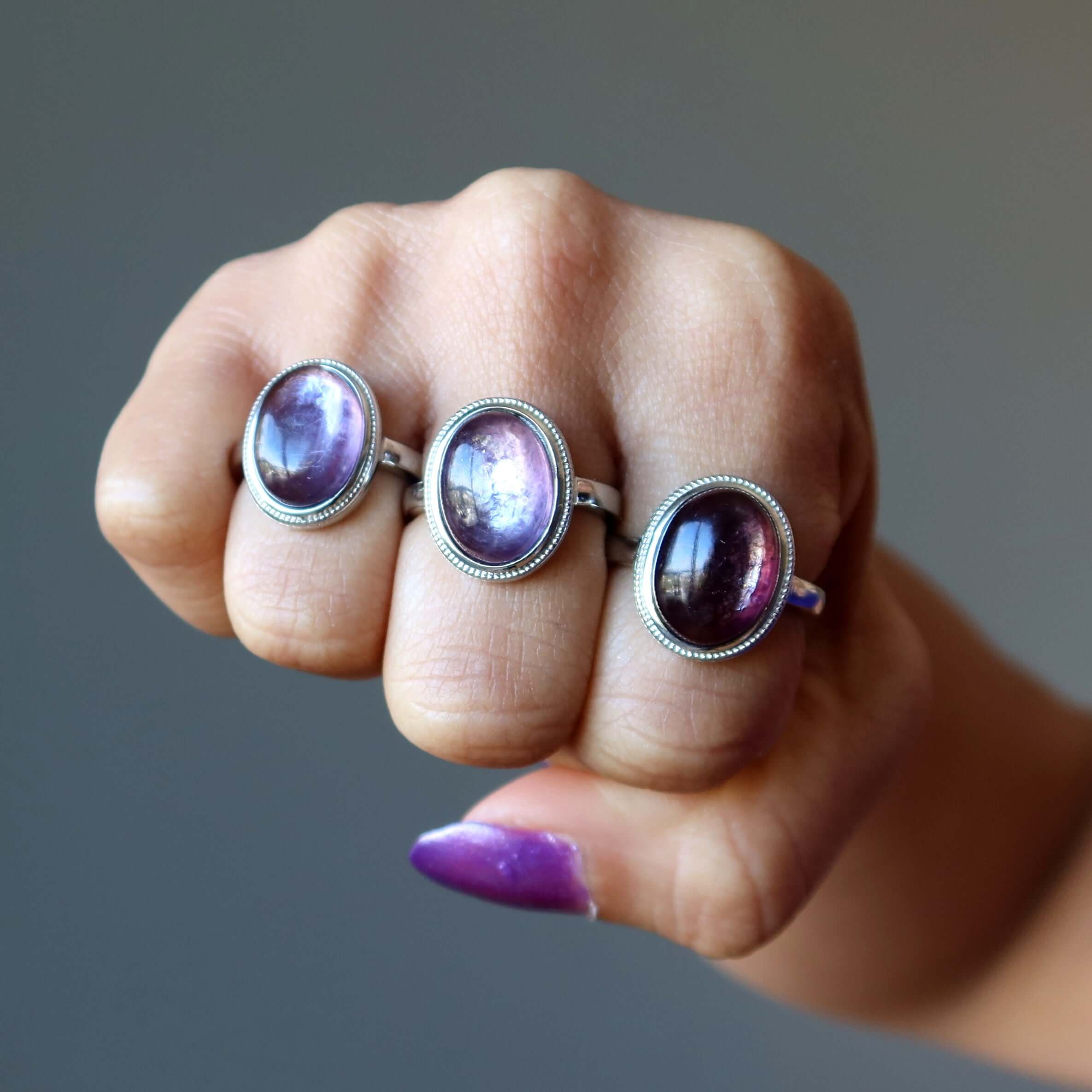 Lepidolite Ring Spiritual Zing Gem White Bronze