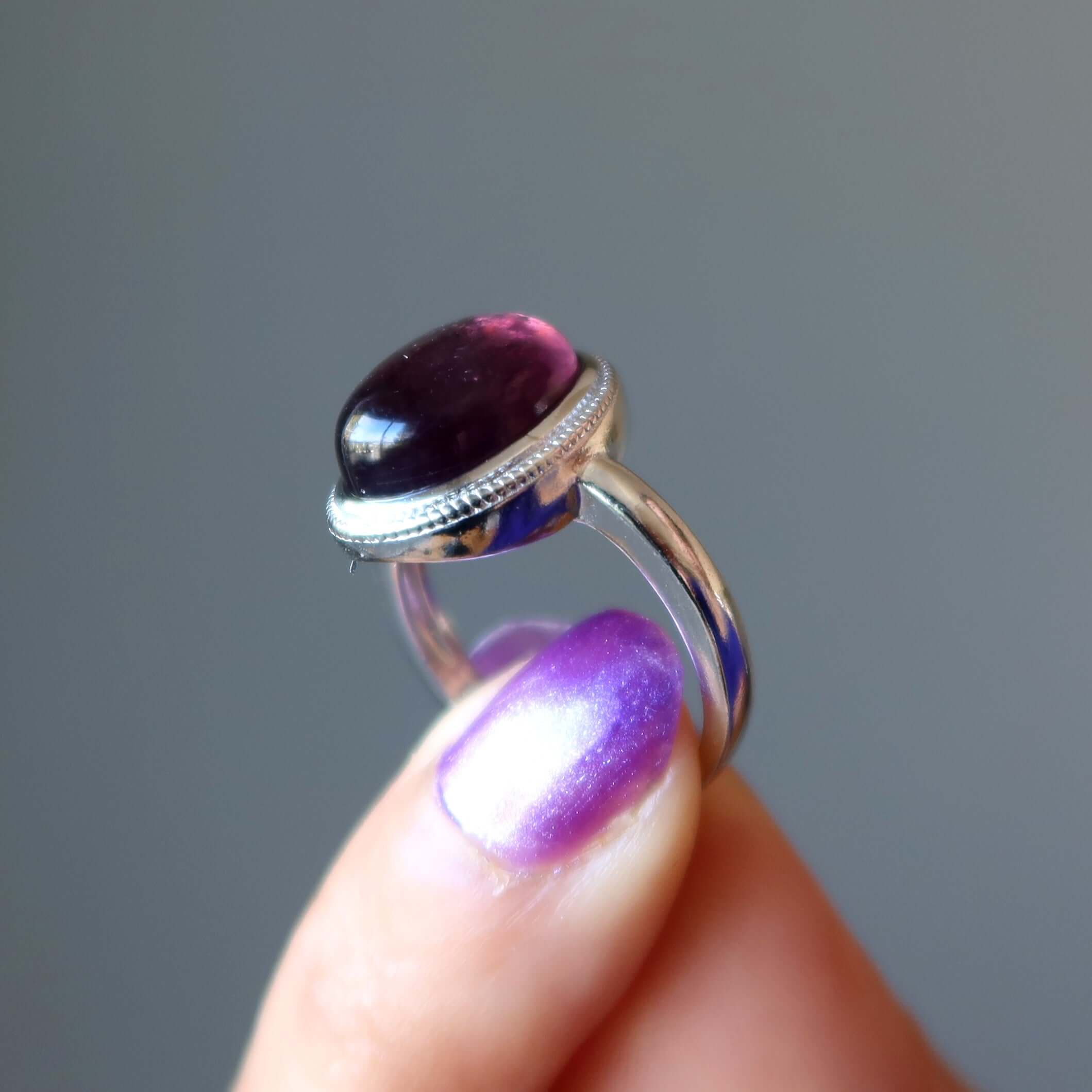 Lepidolite Ring Spiritual Zing Gem White Bronze