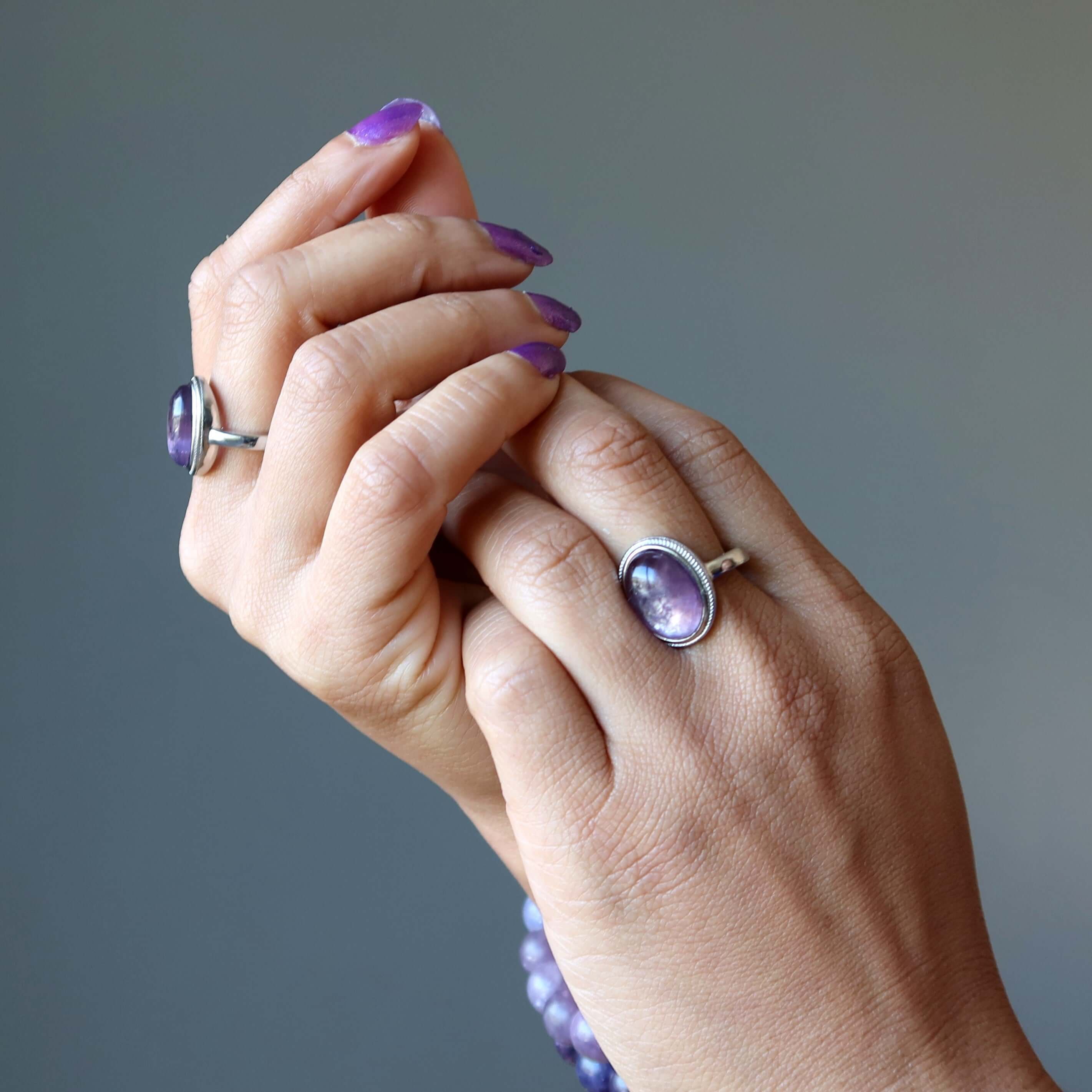 Lepidolite Ring Spiritual Zing Gem White Bronze