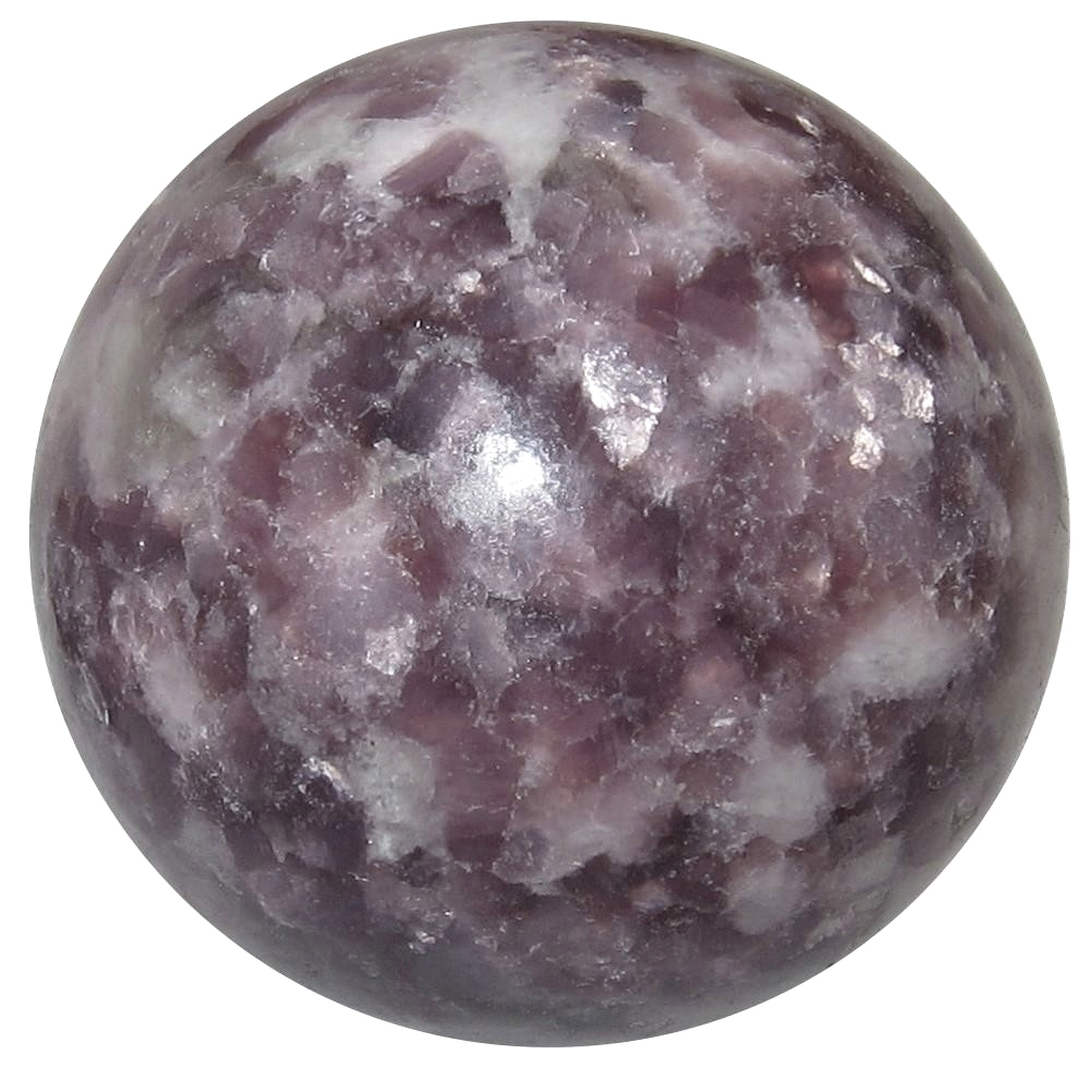 Sphère de lépidolite, boule de cristal de lumière lavande