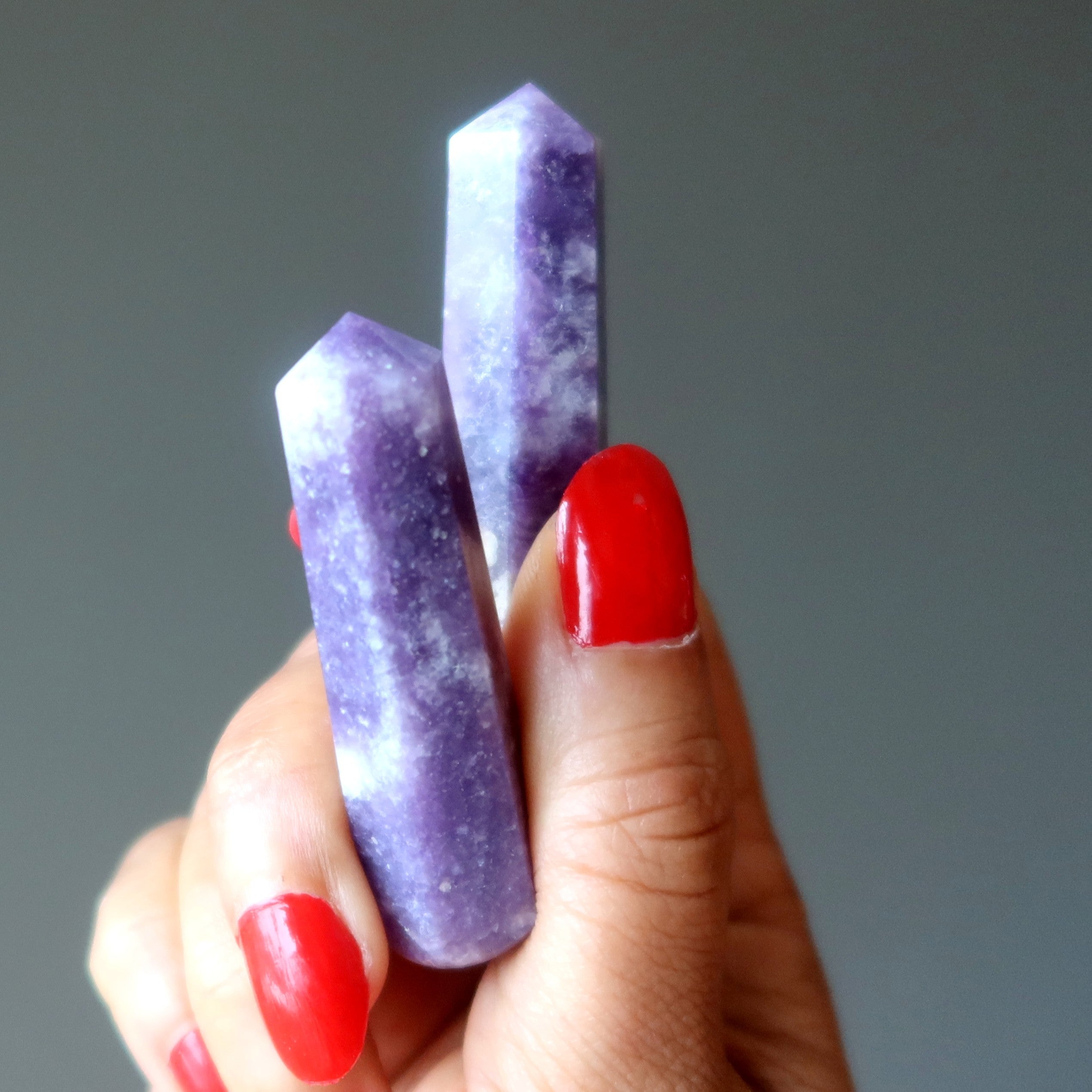 Lepidolite Wand Pair Faceted Enlightenment Set
