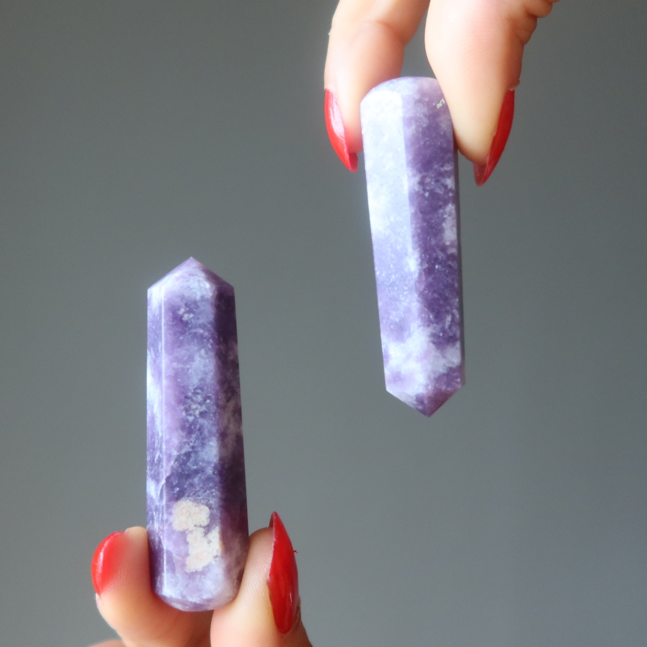 Lepidolite Wand Pair Faceted Enlightenment Set