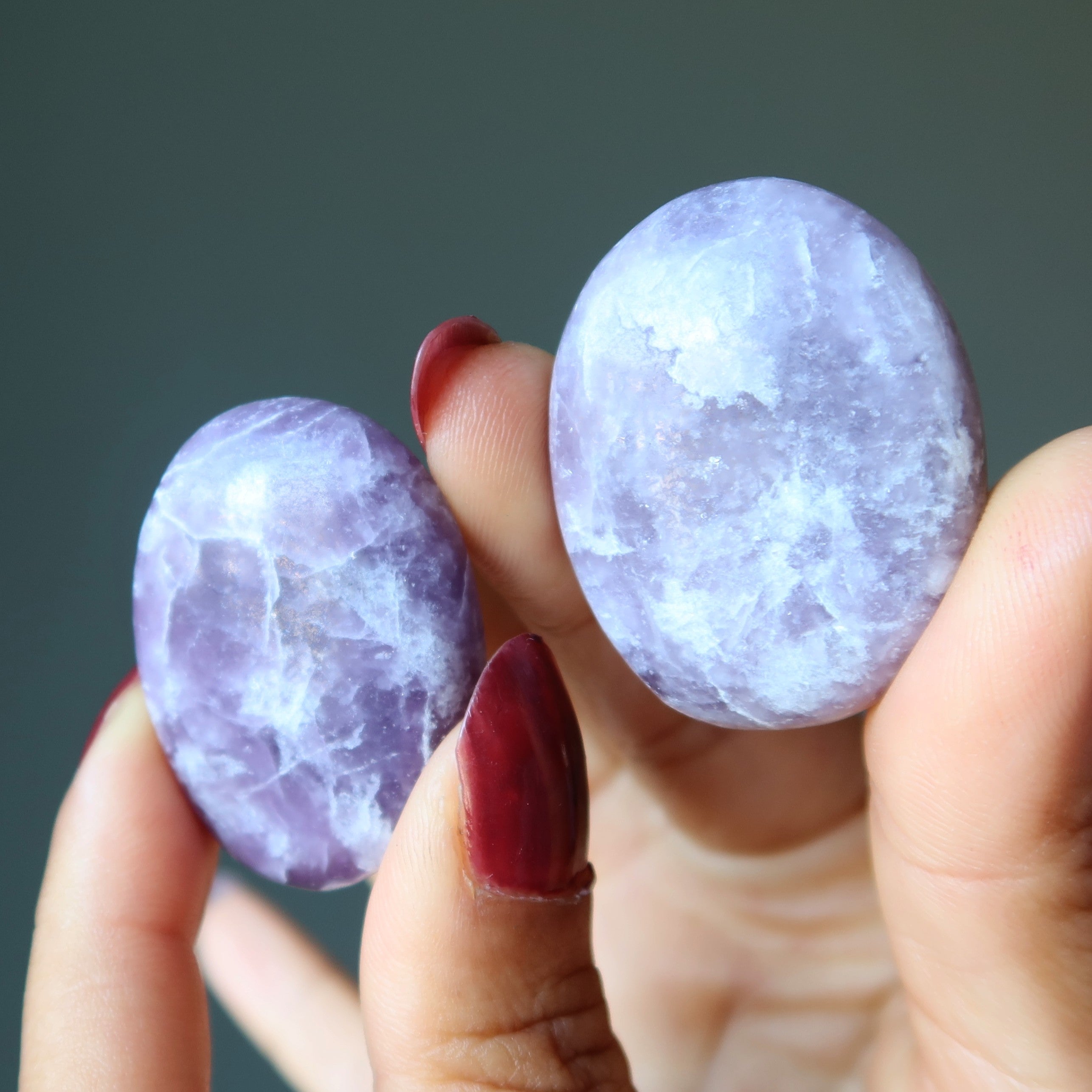 Lepidolite Pocket Stone Pair Purple Worry Calmers