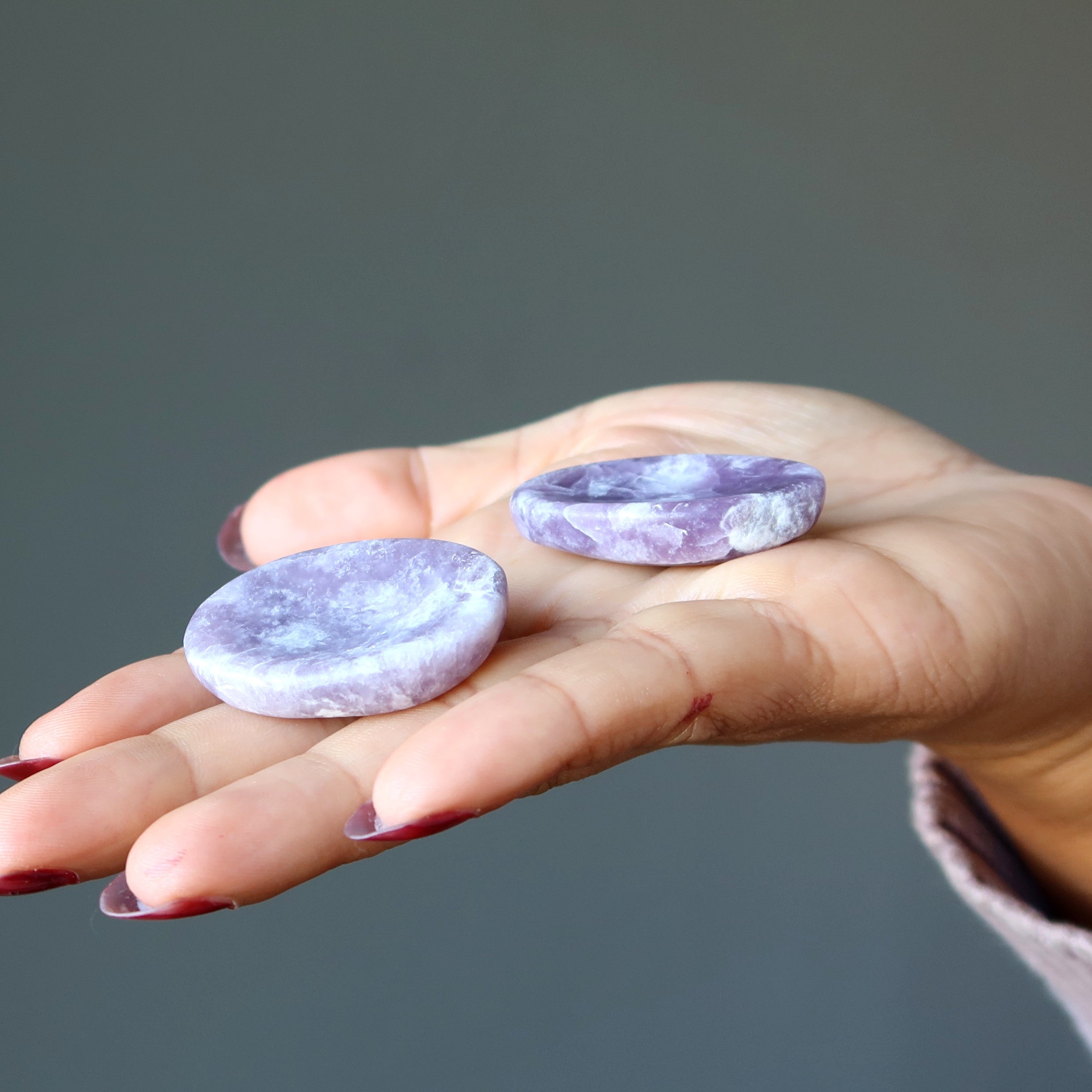 Lepidolite Pocket Stone Pair Purple Worry Calmers