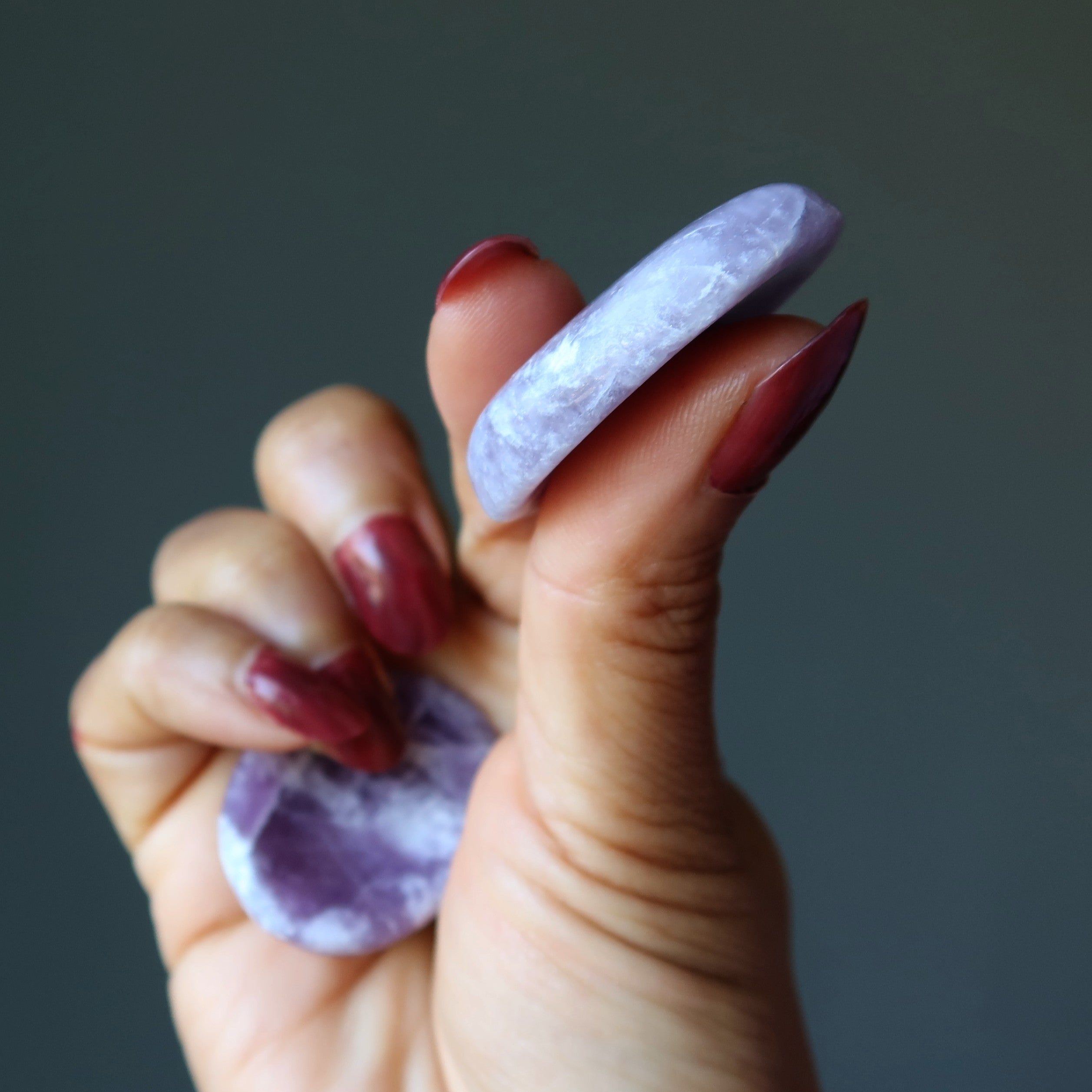 Lepidolite Pocket Stone Pair Purple Worry Calmers