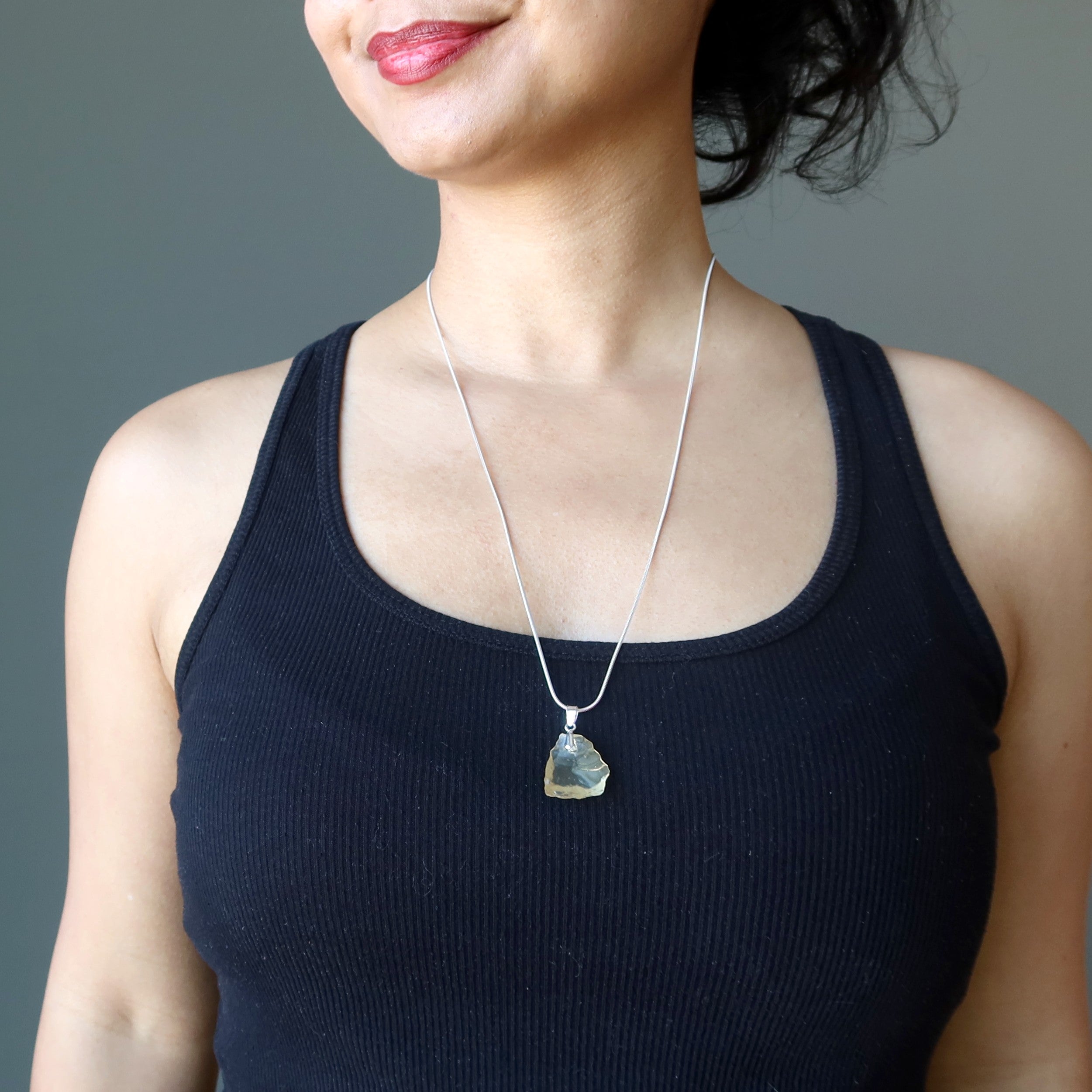 Libyan Desert Glass Necklace King Tut Sterling Silver