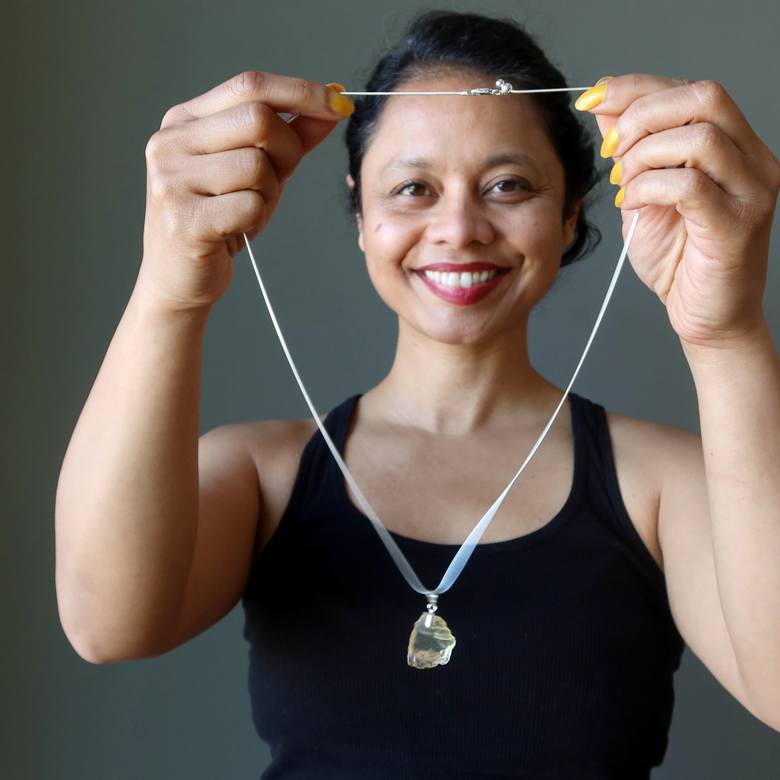 Libyan Desert Glass Necklace King Tut Sterling Silver