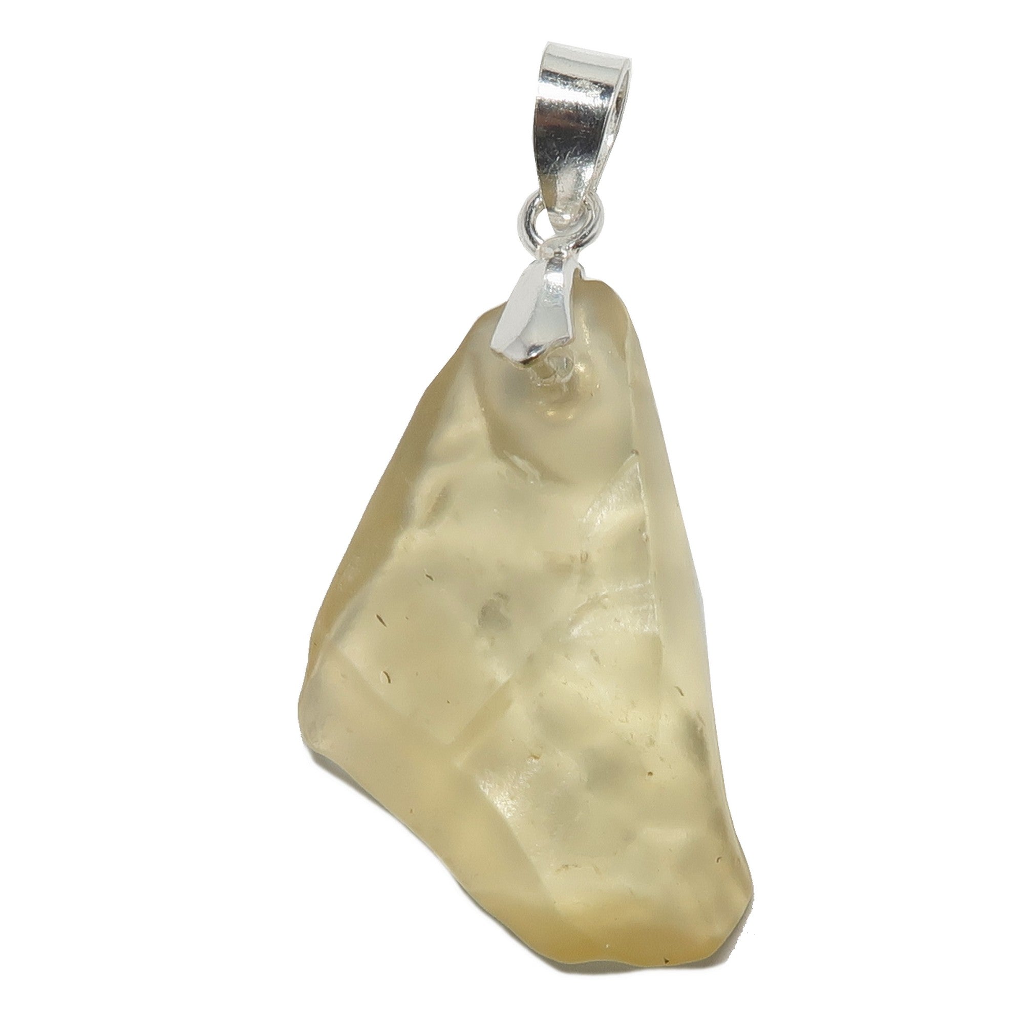 Pendentif en Verre du Désert Libyen Puissance de Sol Argent Sterling