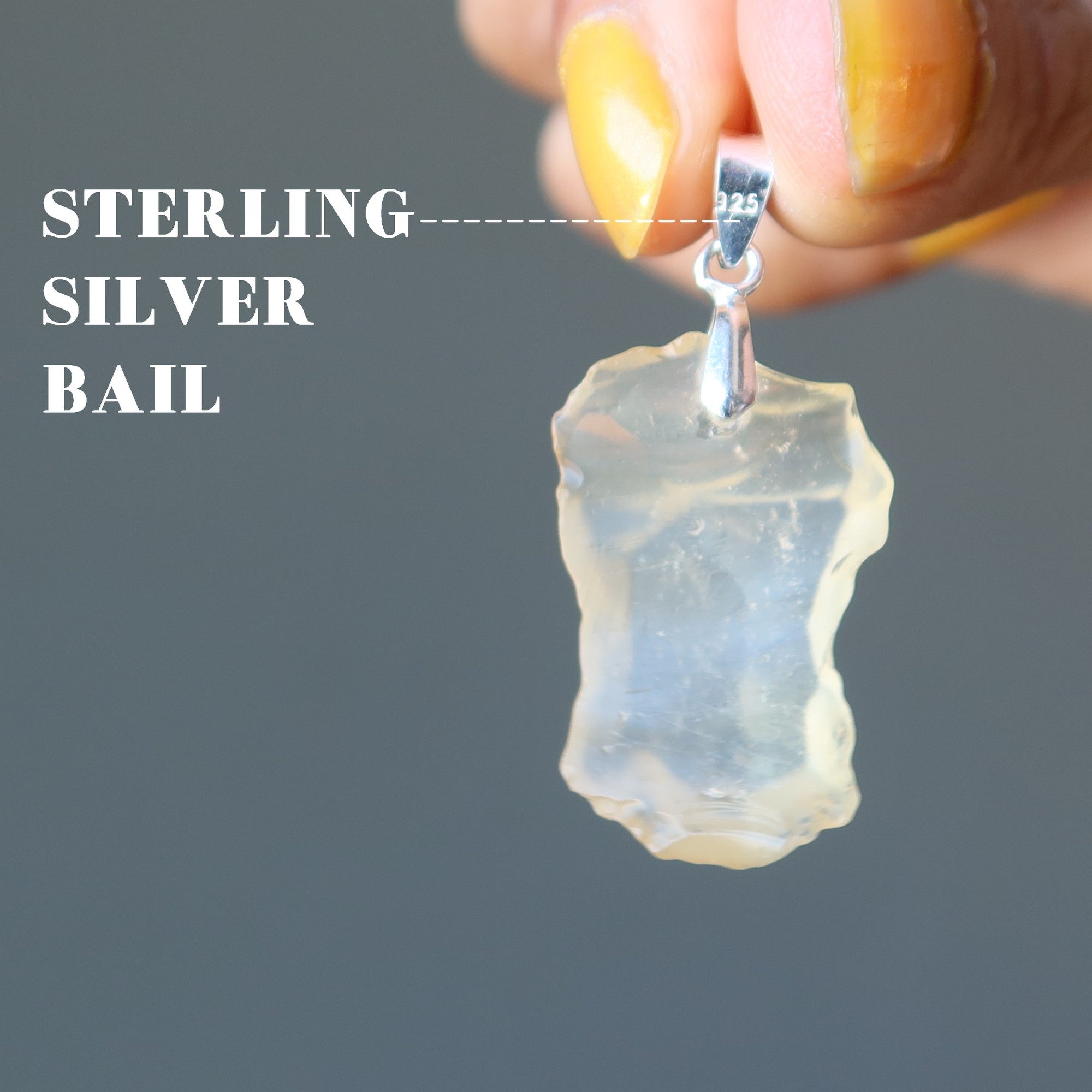 Pendentif en Verre du Désert Libyen Puissance de Sol Argent Sterling
