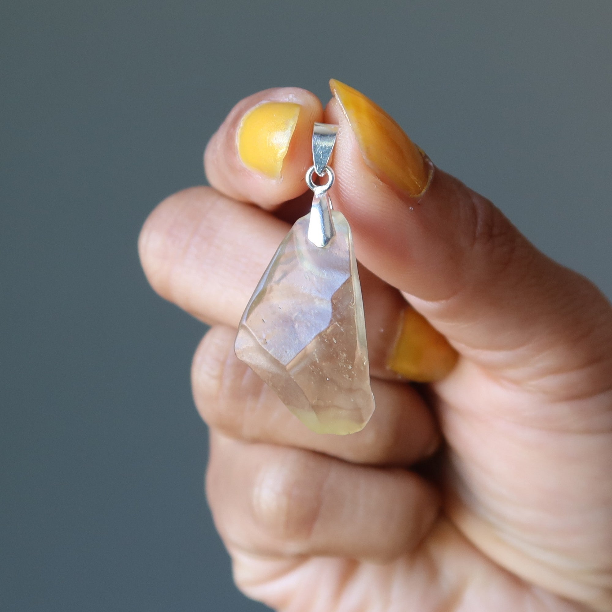 Pendentif en Verre du Désert Libyen Puissance de Sol Argent Sterling