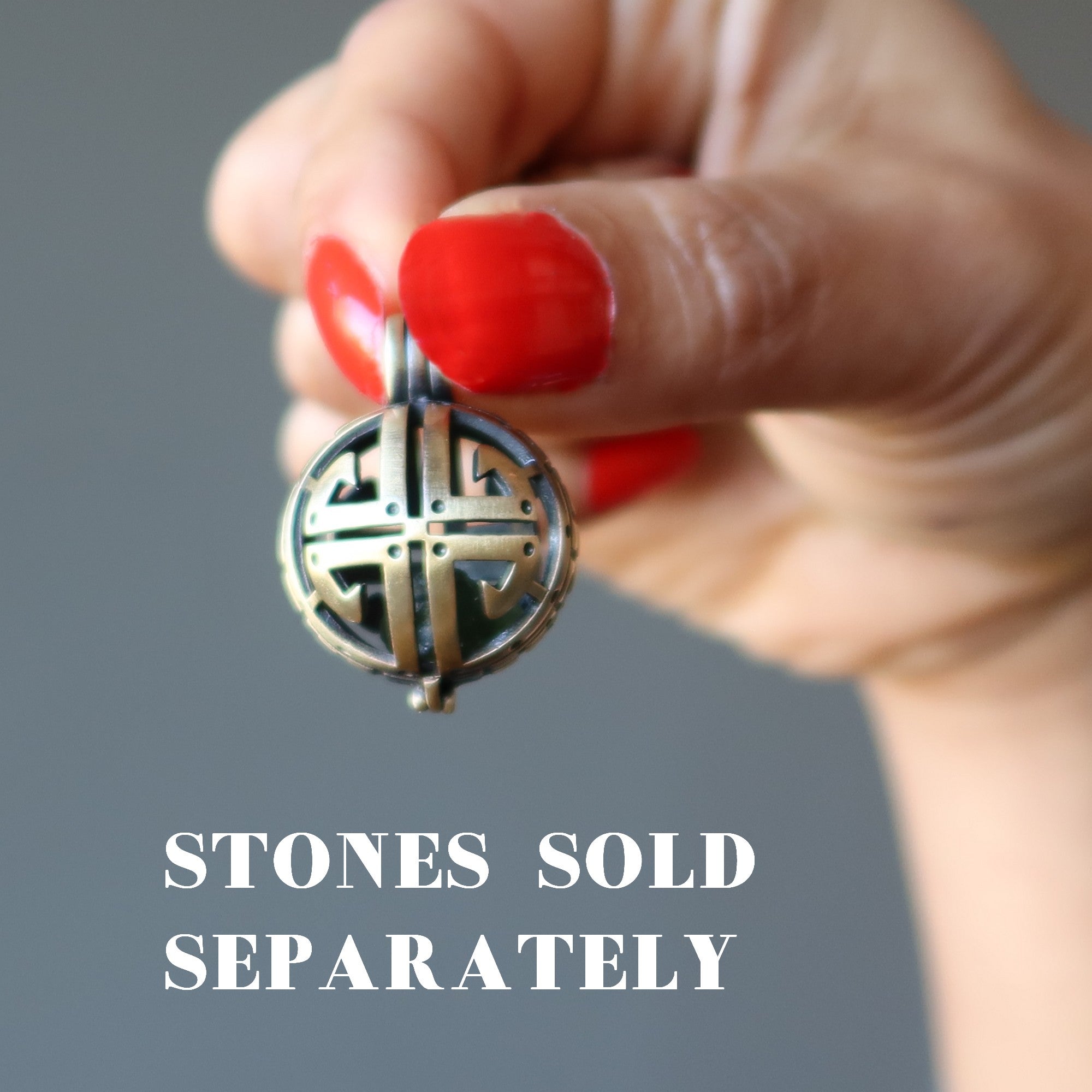 Locket Pendant Crystal Gem Stone Holder Cage Brass
