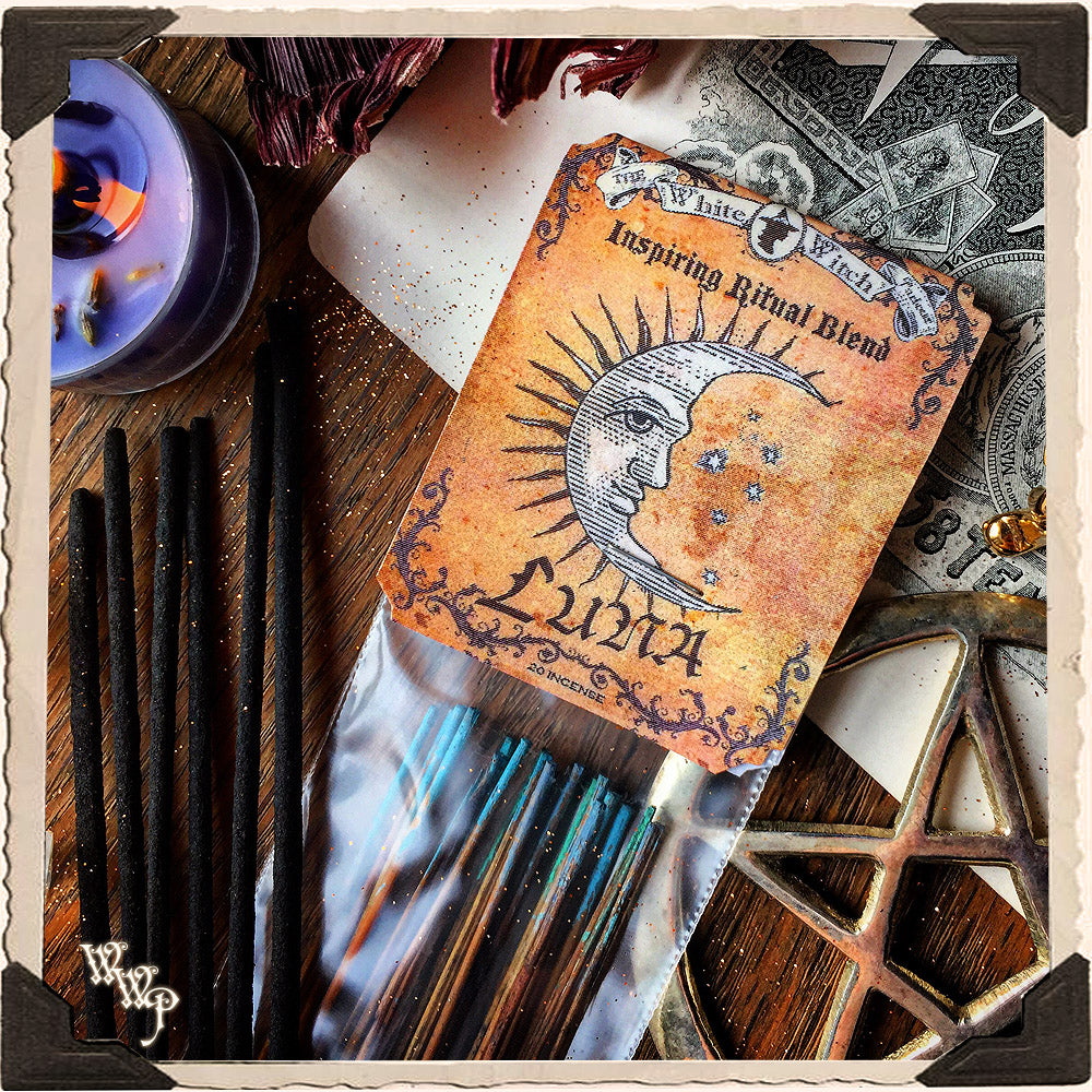 LUNA RITUAL RÄUCHERSTÄBCHEN. 20 Stück. Gesegnet von Amethyst, Blutstein. Für Inspiration & Heilung.