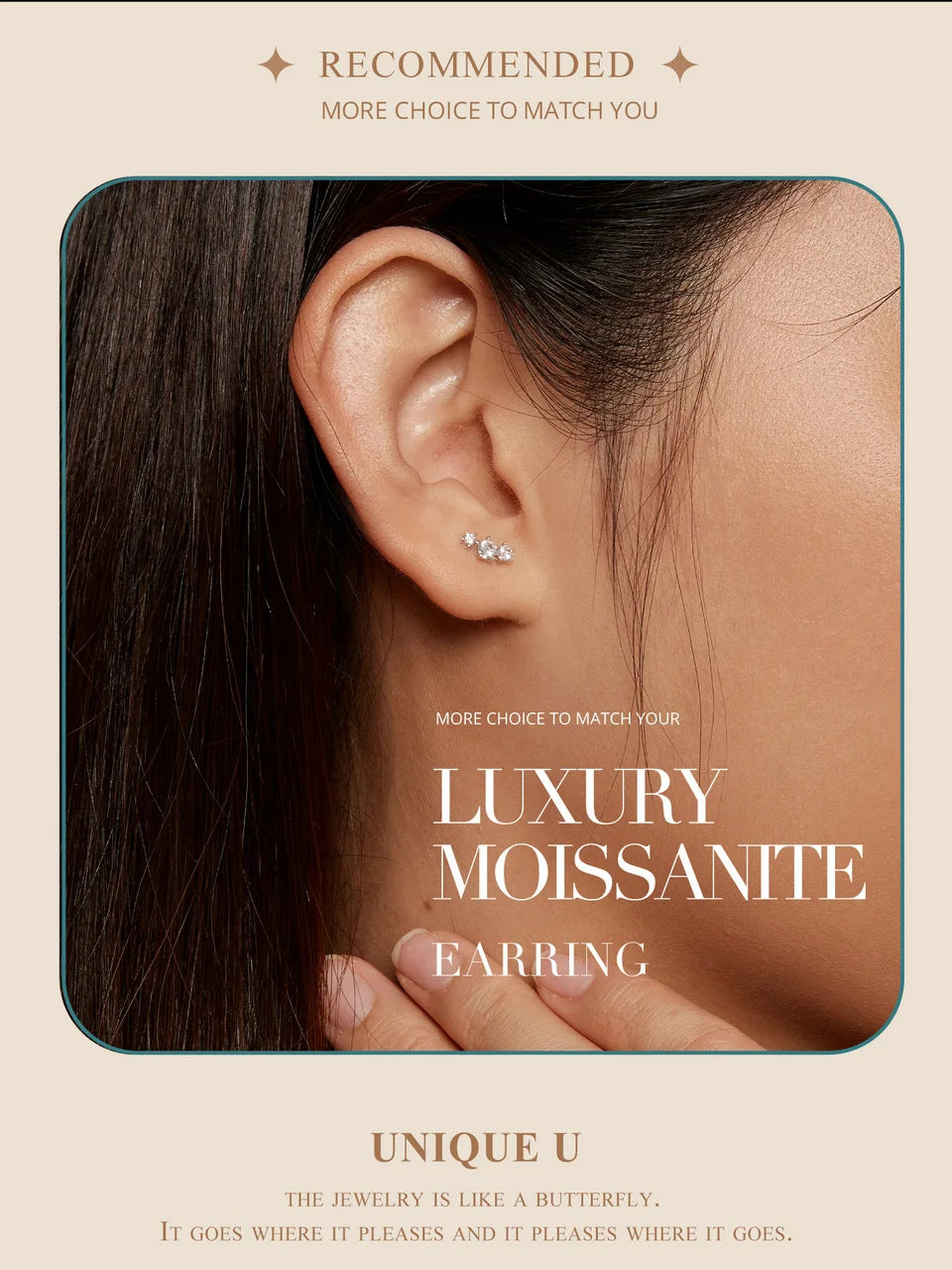 Boucles d'oreilles clous étoiles en argent sterling S925 moissanite, à vis, cadeau de fiançailles