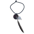 Magnesite Necklace Feather Heart Stone Brown Wood