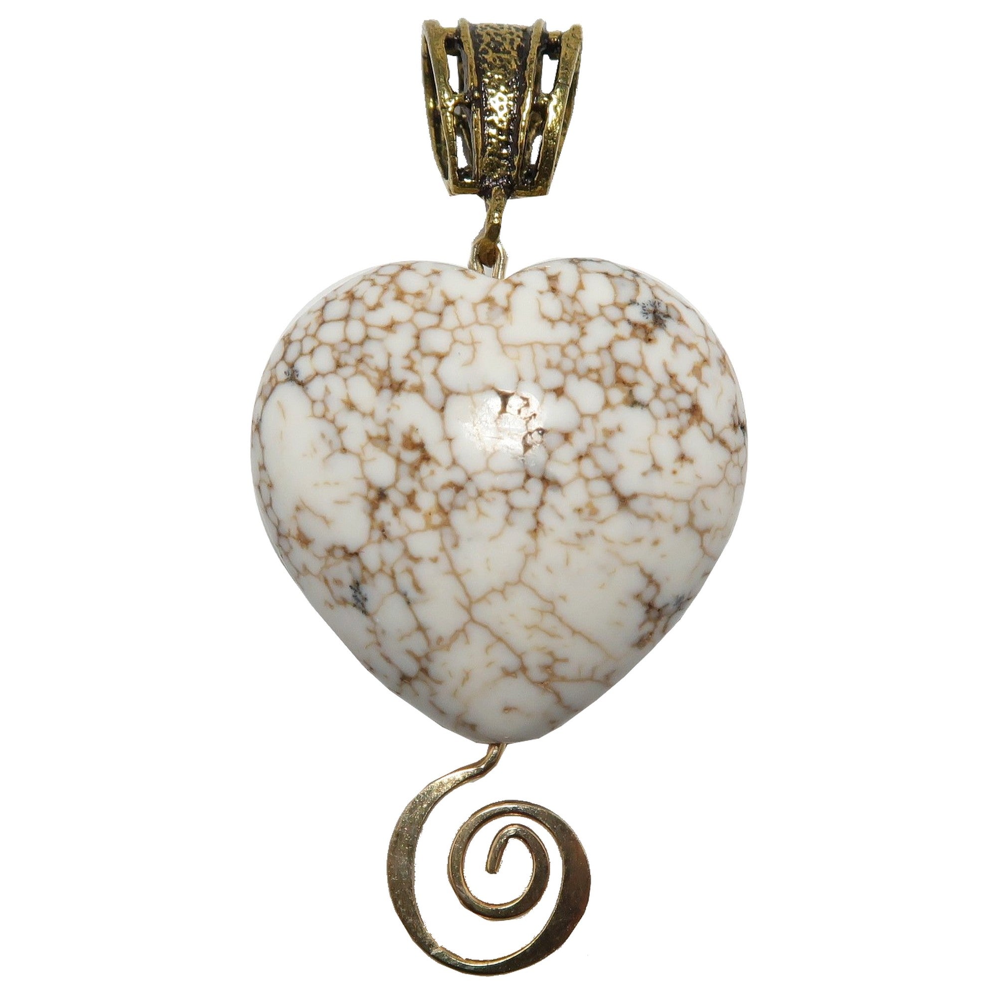 Magnesite Pendant Magnify my Heart Antiqued Brass