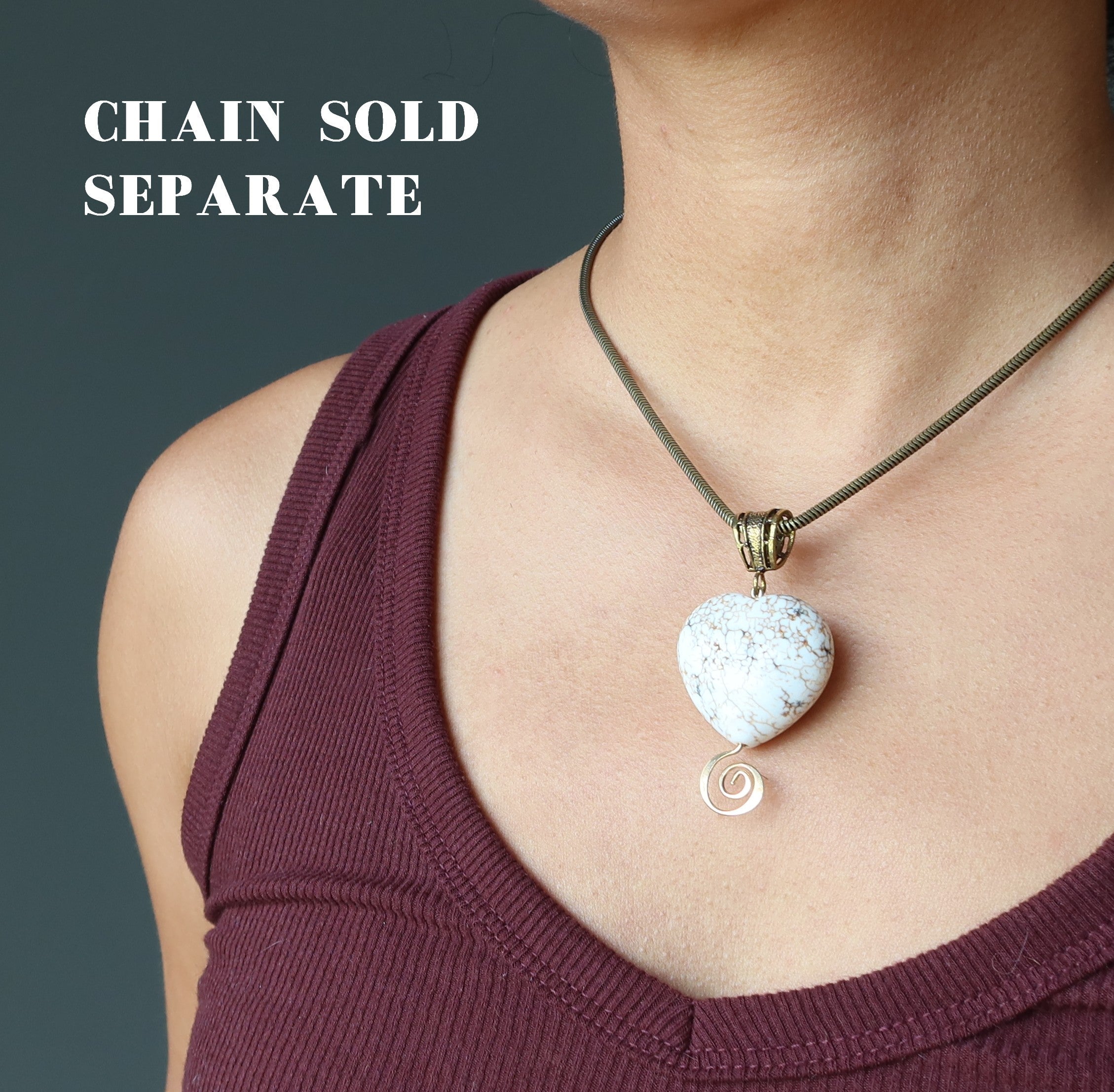 Magnesite Pendant Magnify my Heart Antiqued Brass