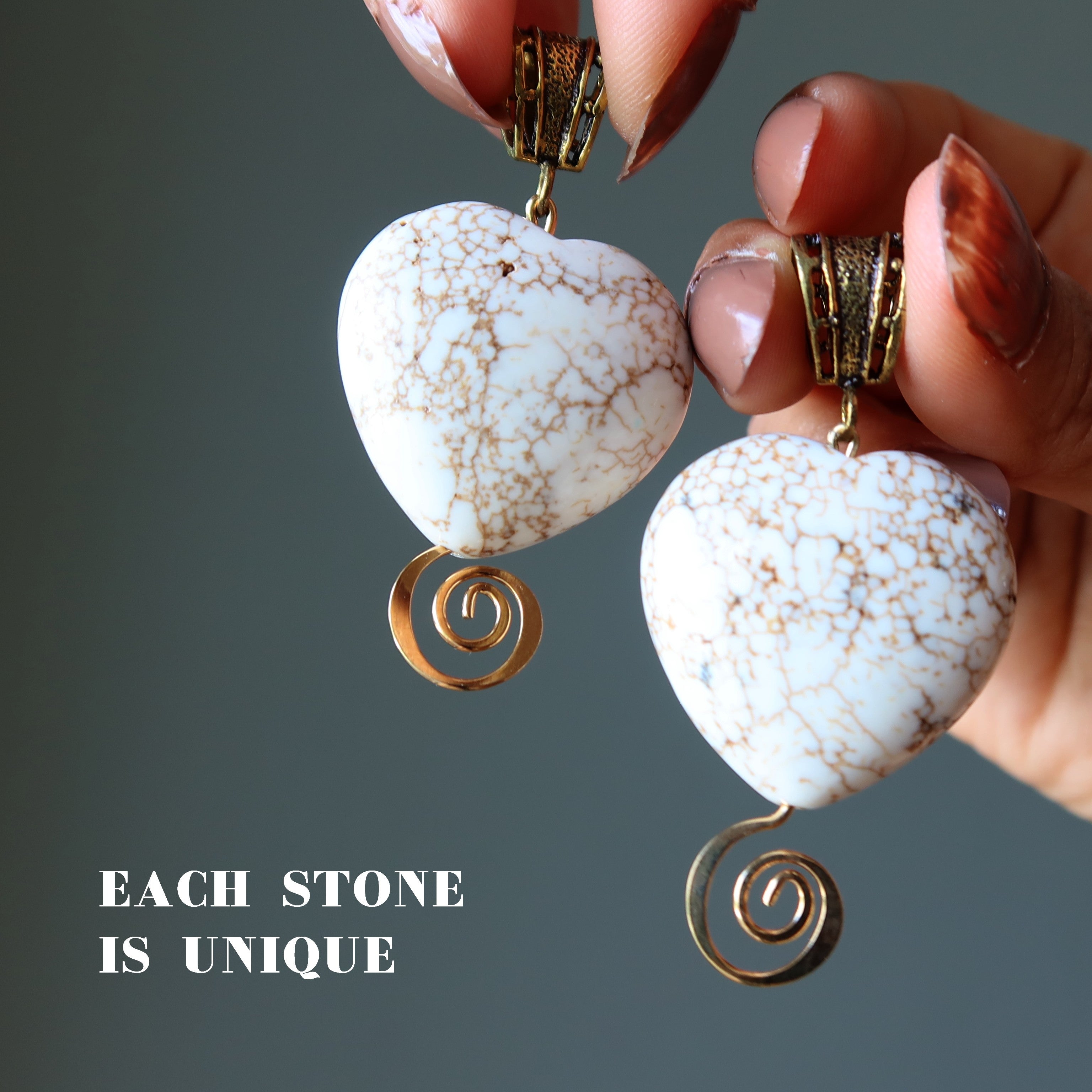 Magnesite Pendant Magnify my Heart Antiqued Brass