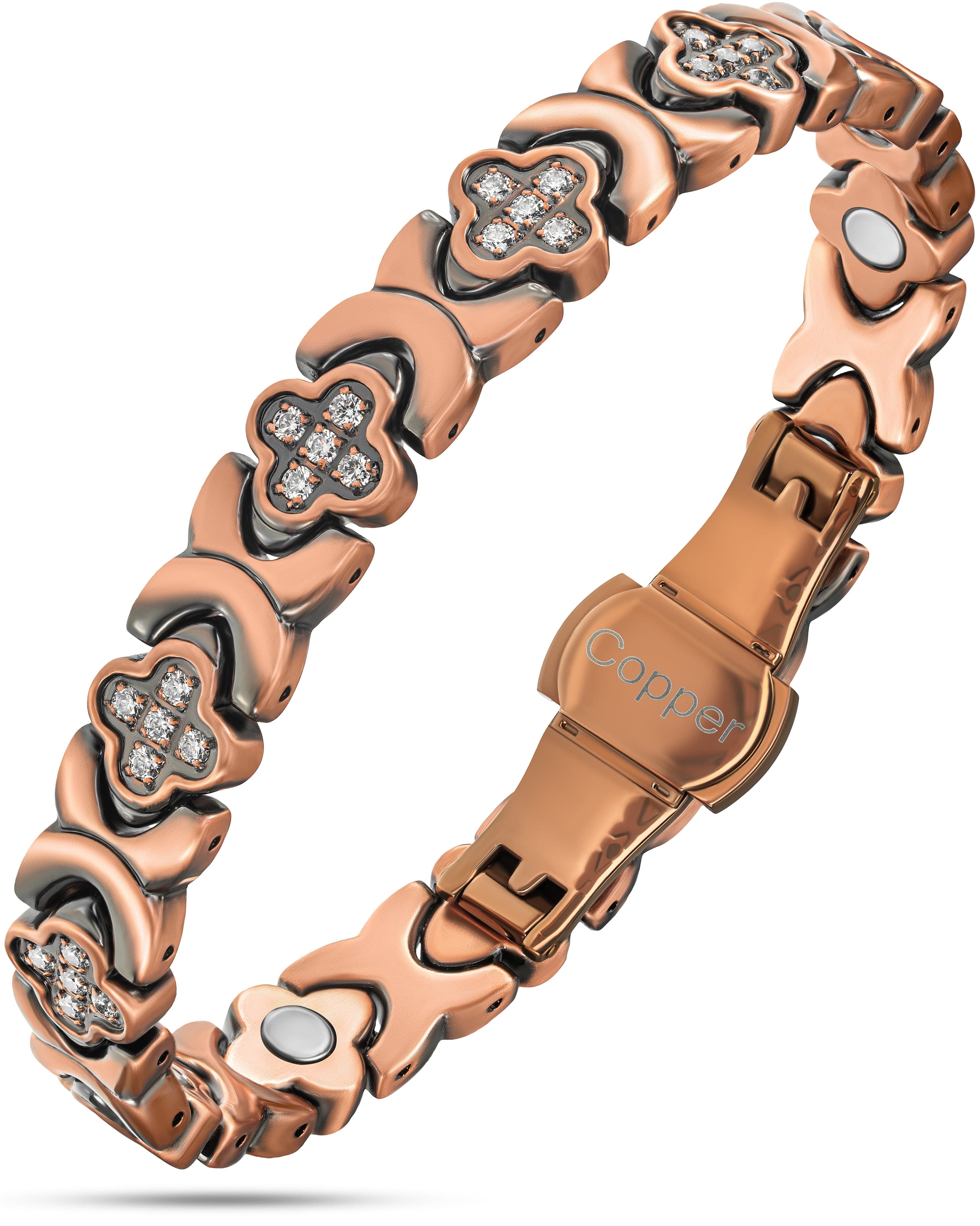 Bracelet Magnétique Femme Cuivre Trèfle