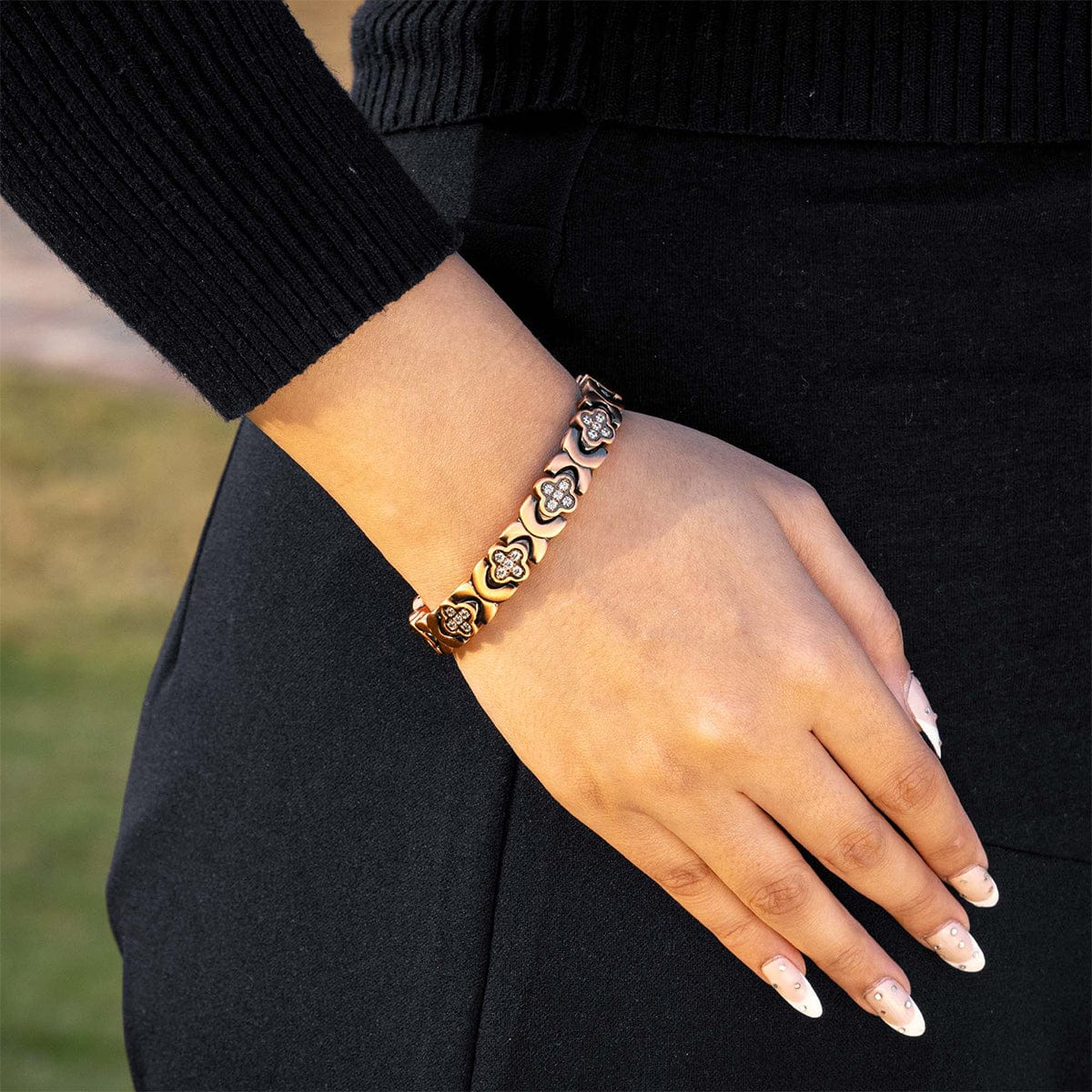 Bracelet Magnétique Femme Cuivre Trèfle
