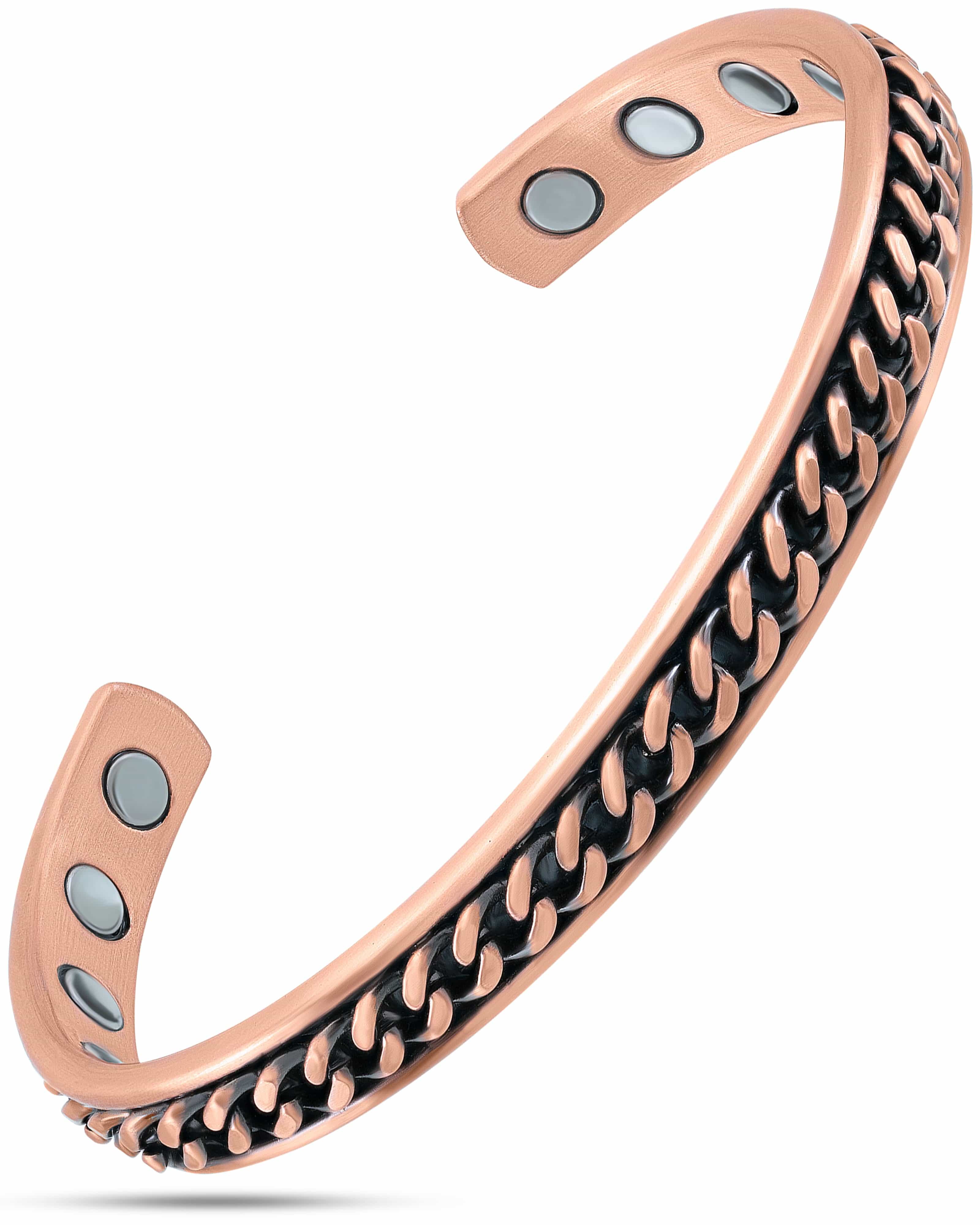 Kupferarmband mit Panzerketten-Intarsie, Magnetfeldtherapie für Damen und Herren