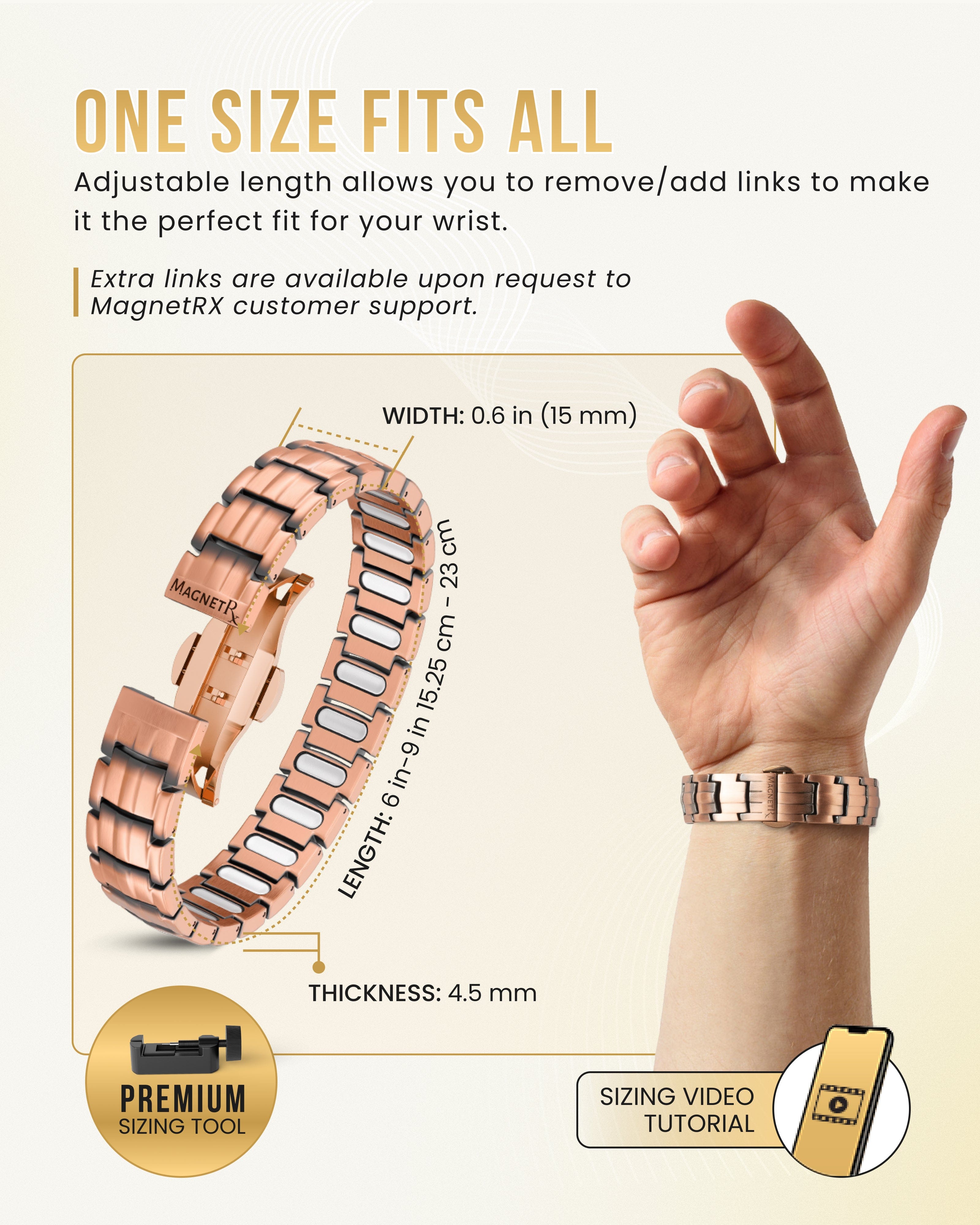 Bracelet magnétique en cuivre EllipseMAX pour hommes