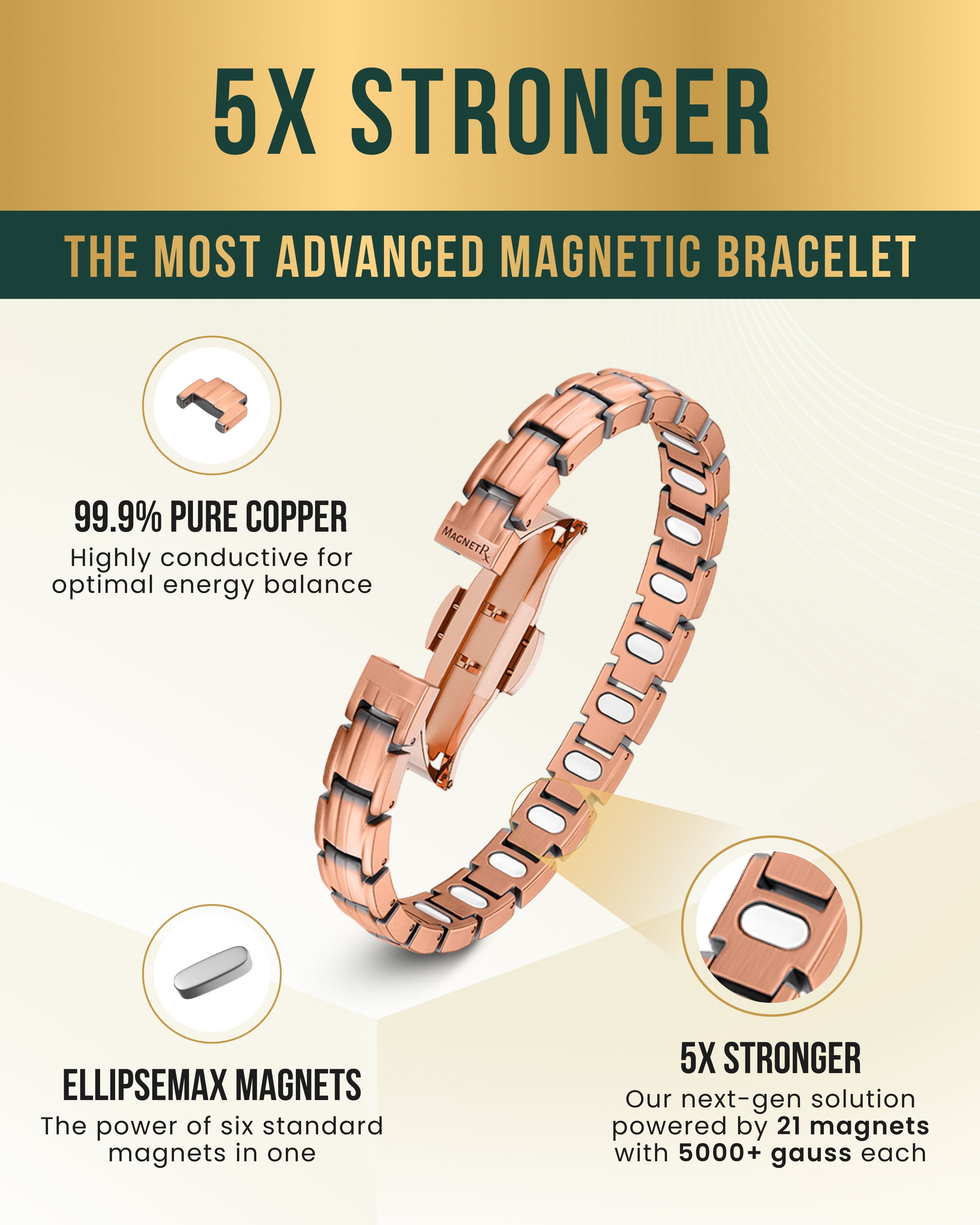 Bracelet magnétique en cuivre EllipseMAX pour femme