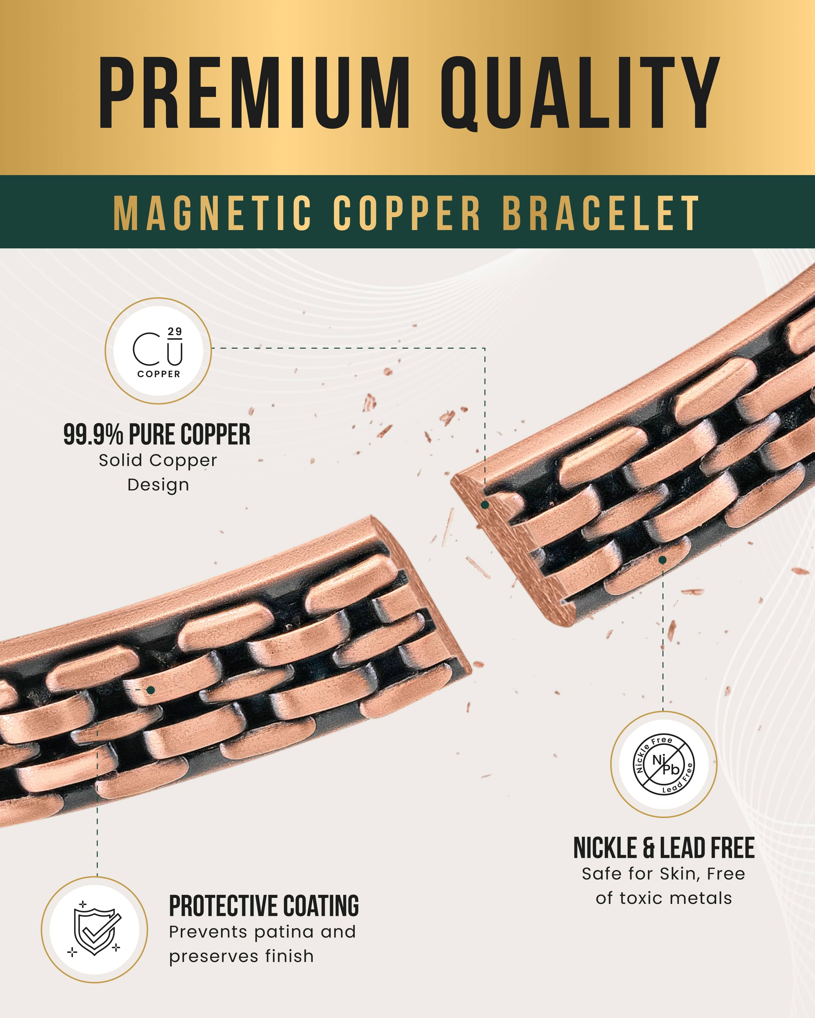 Bracelet de magnétothérapie en cuivre incrusté d'une chaîne pour hommes et femmes