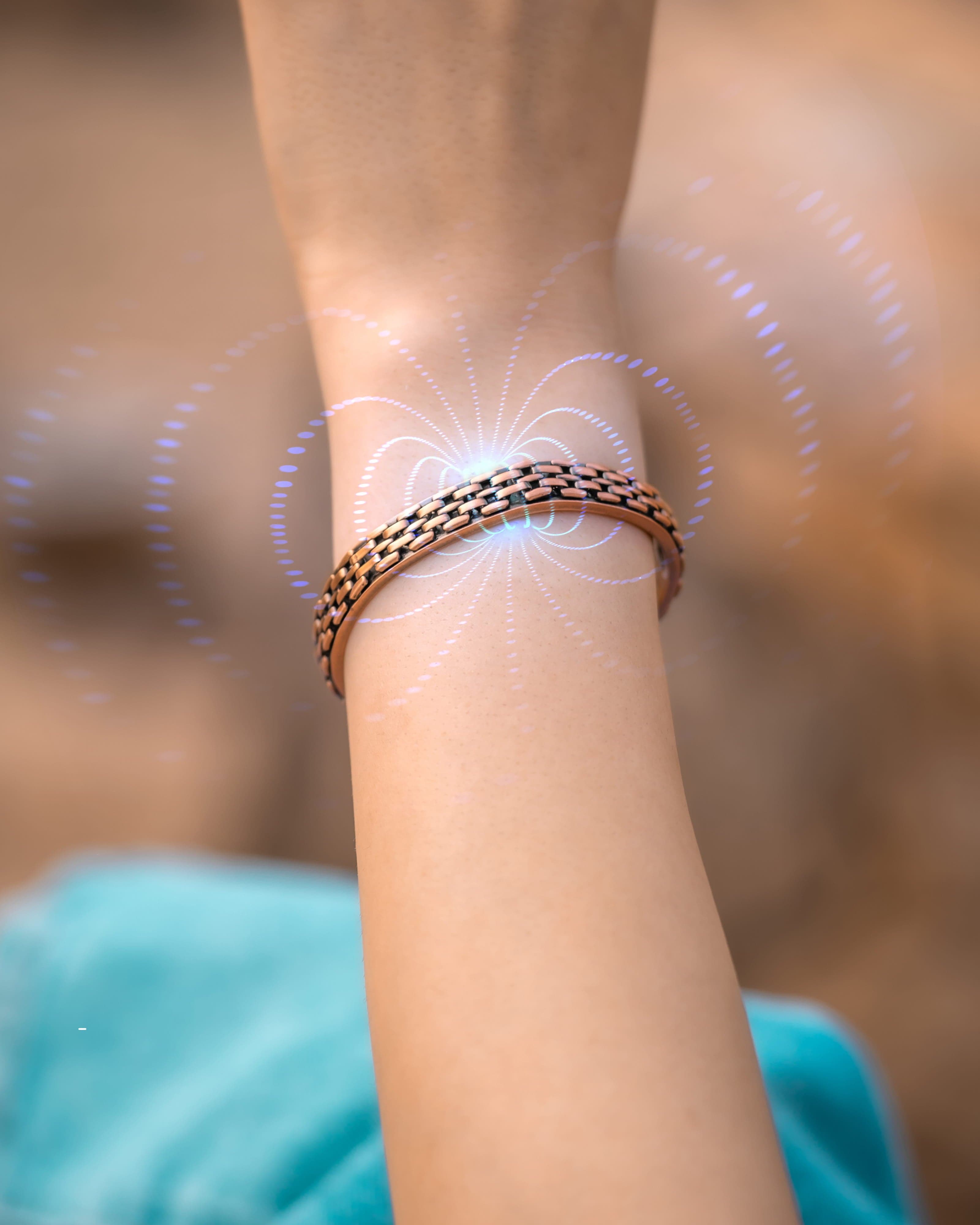 Bracelet de magnétothérapie en cuivre incrusté d'une chaîne pour hommes et femmes