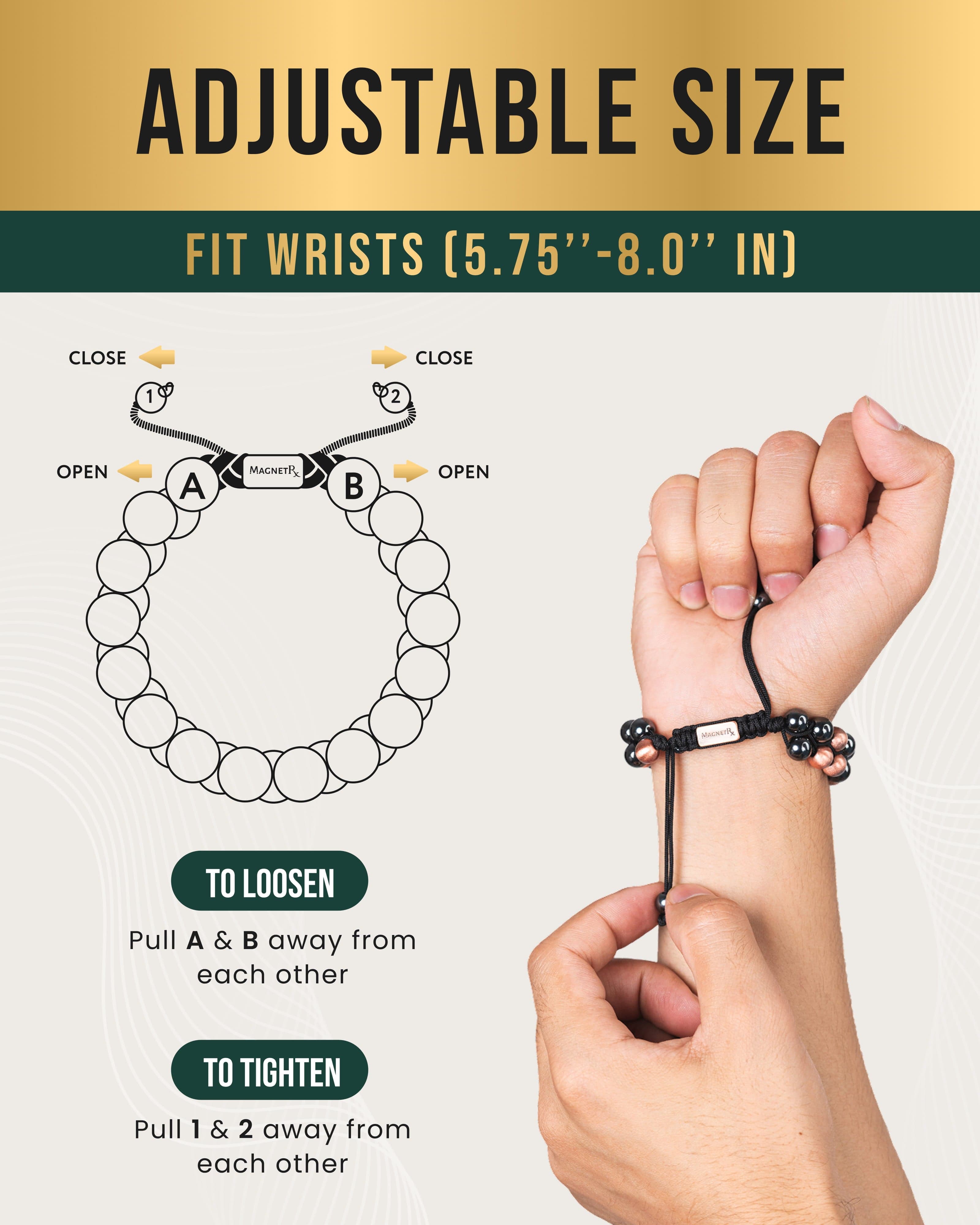 Bracelet de force magnétique maximale en hématite et cuivre (Double rangée)