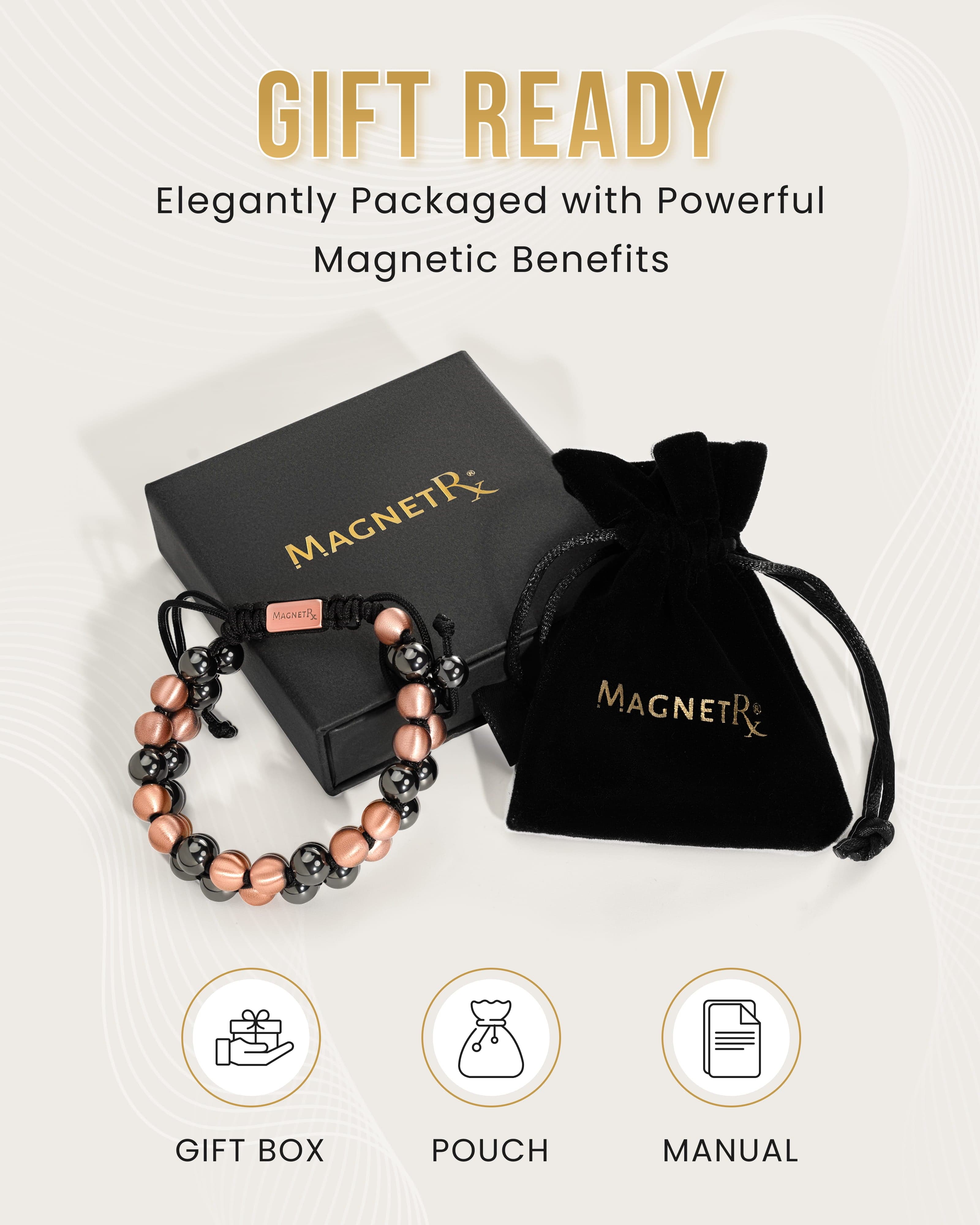 Bracelet de force magnétique maximale en hématite et cuivre (Double rangée)