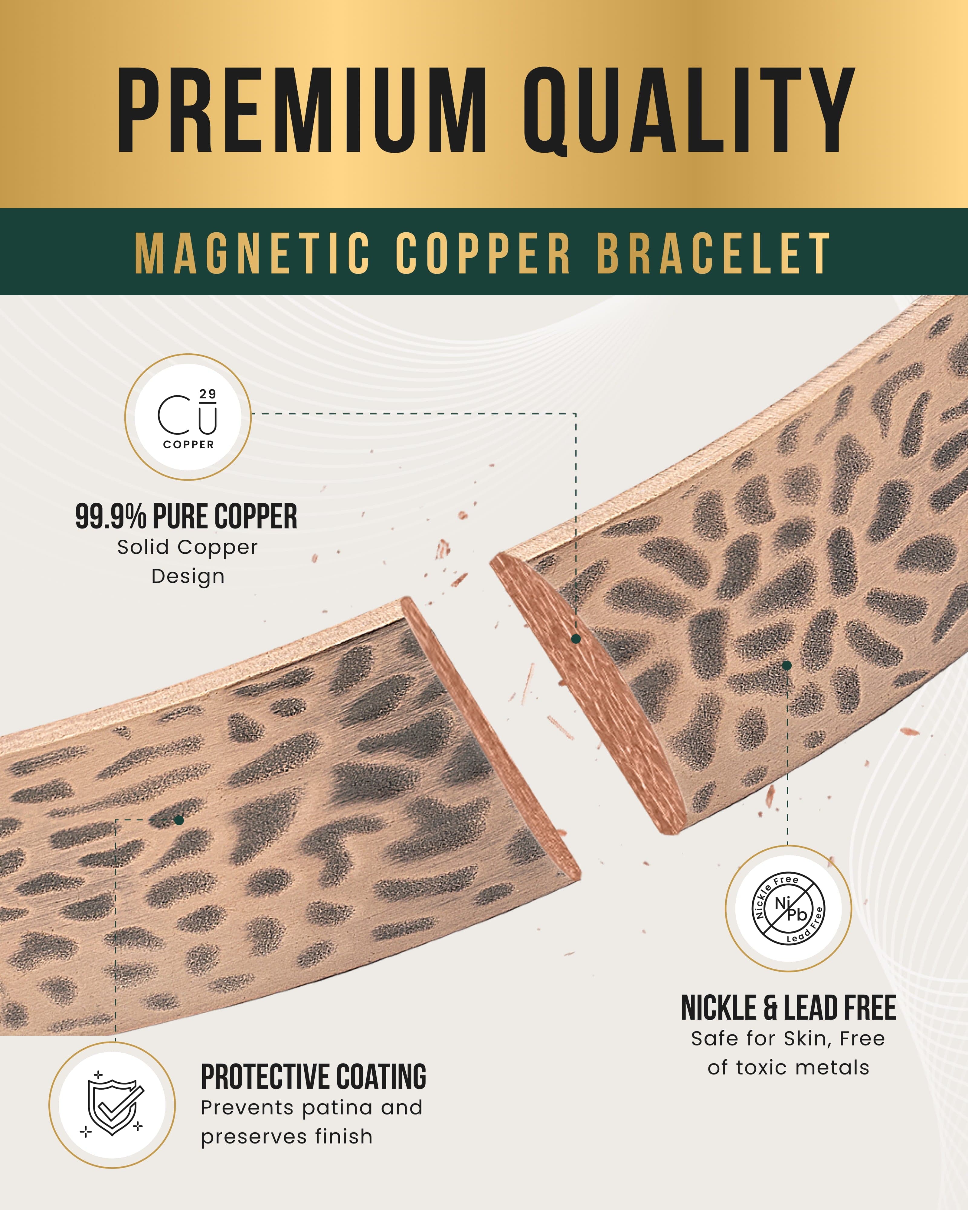 Magnetarmband mit Mega-Stärke, breite gehämmerten Kupfermanschette