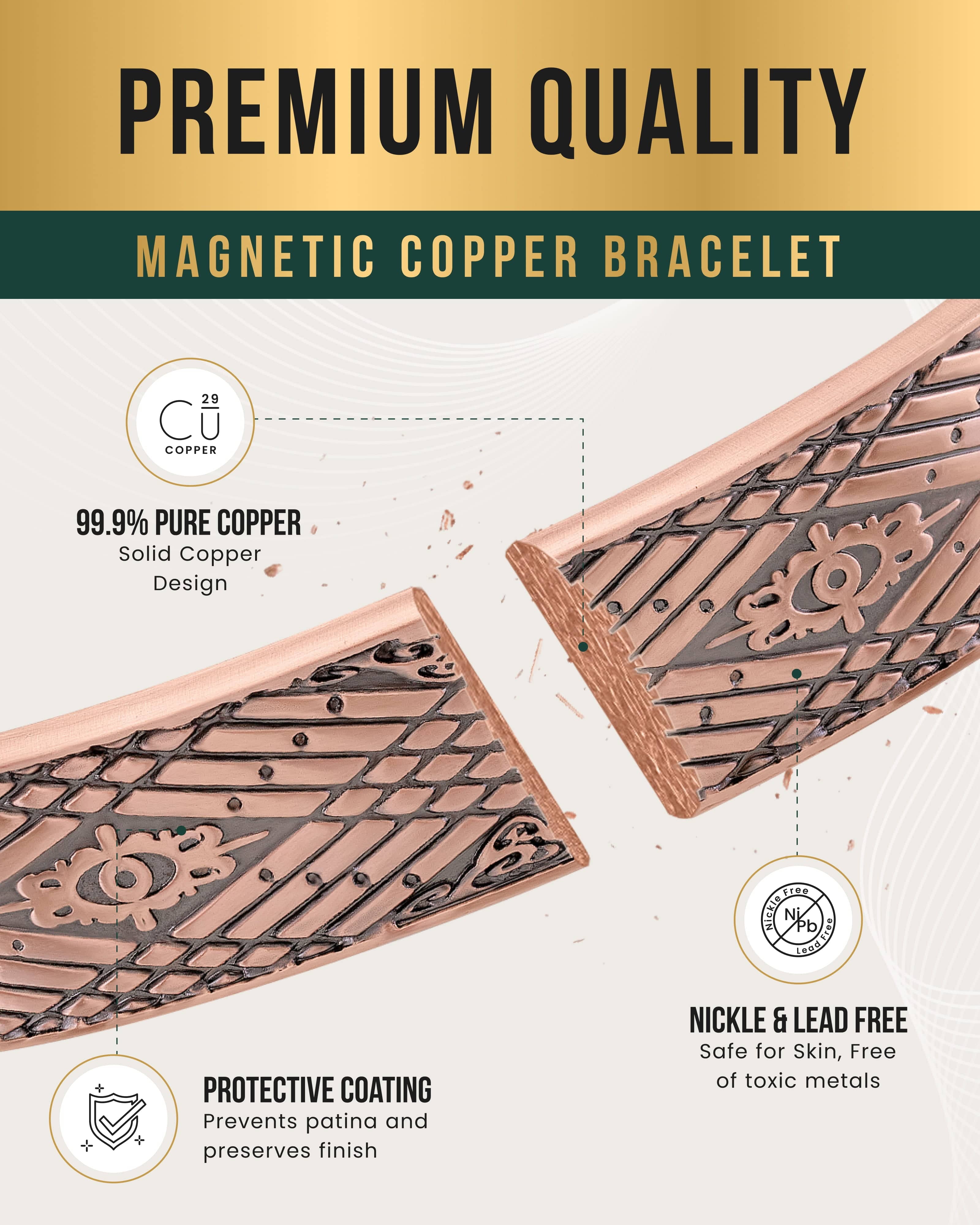 Geprägter keltischer Nebel Magnetisches Kupferarmband Manschette für Herren